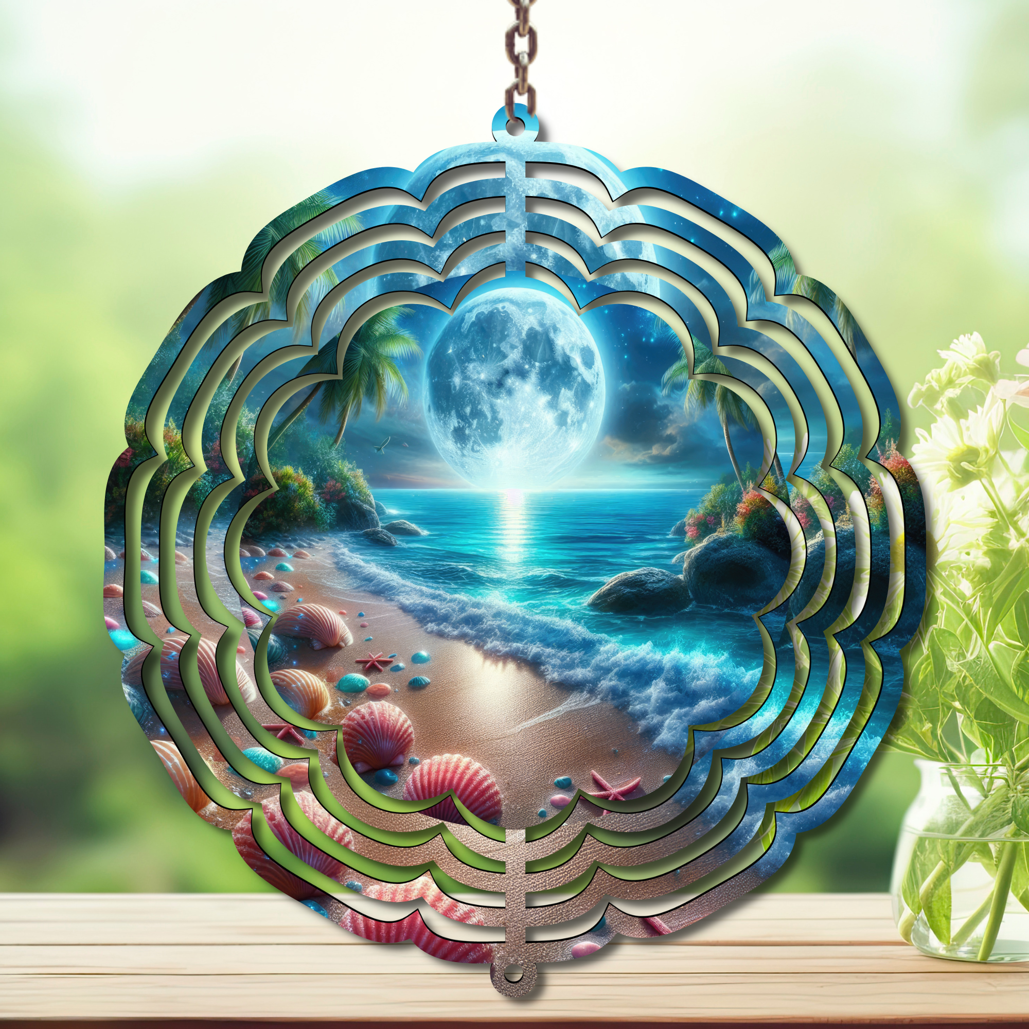 Beach Aluminum Metal Wind Spinner, multiple images available.