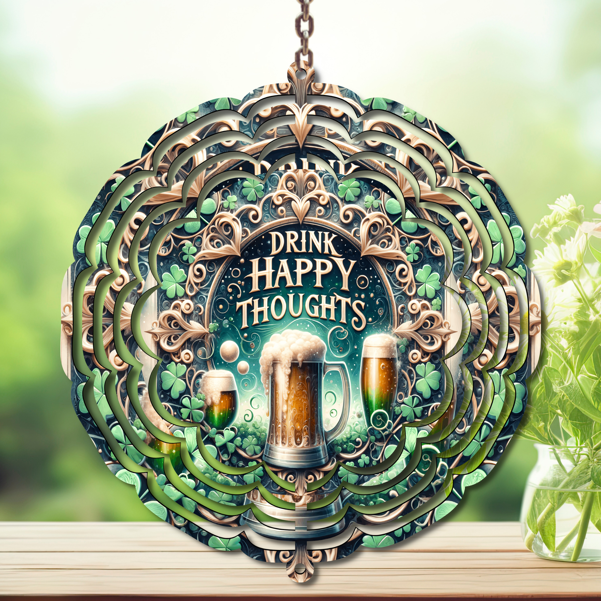 March magic St. Patty's Aluminum Metal Wind Spinner, multiple images available.