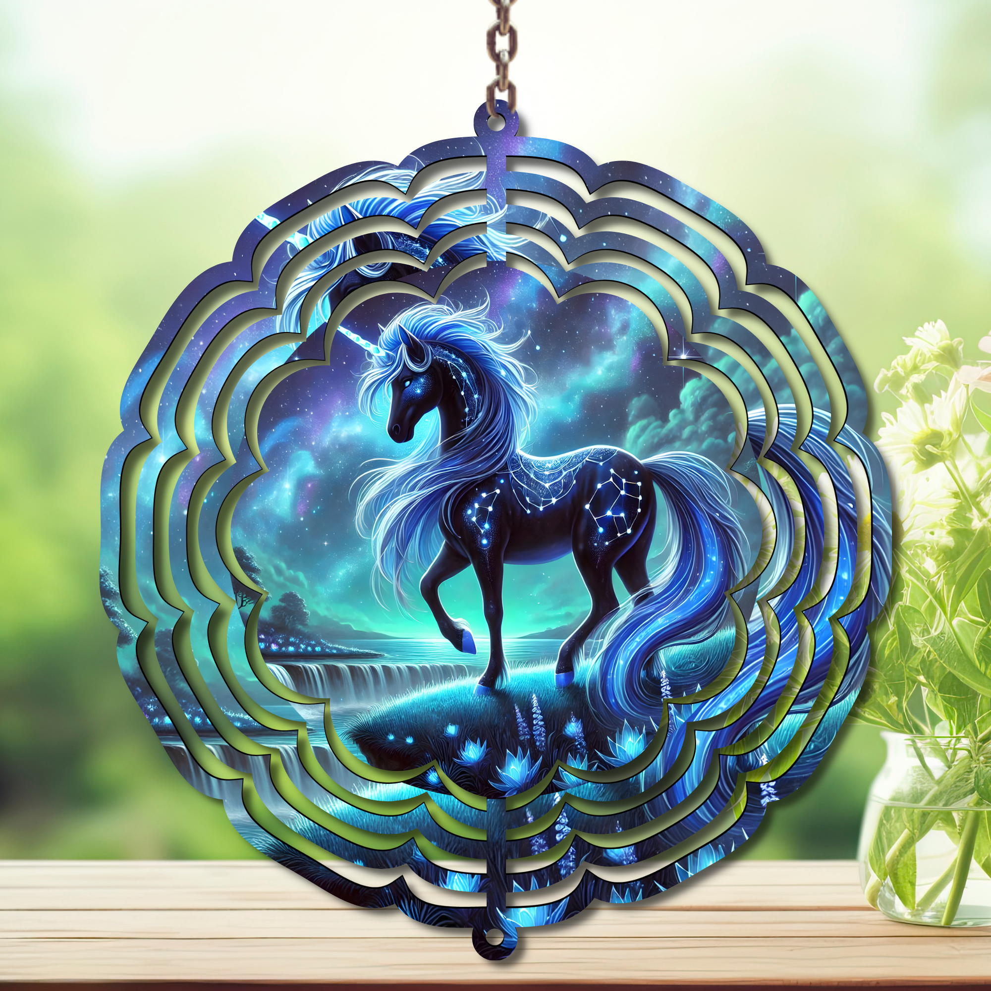 Unicorn Aluminum Metal Wind Spinner, multiple images available.