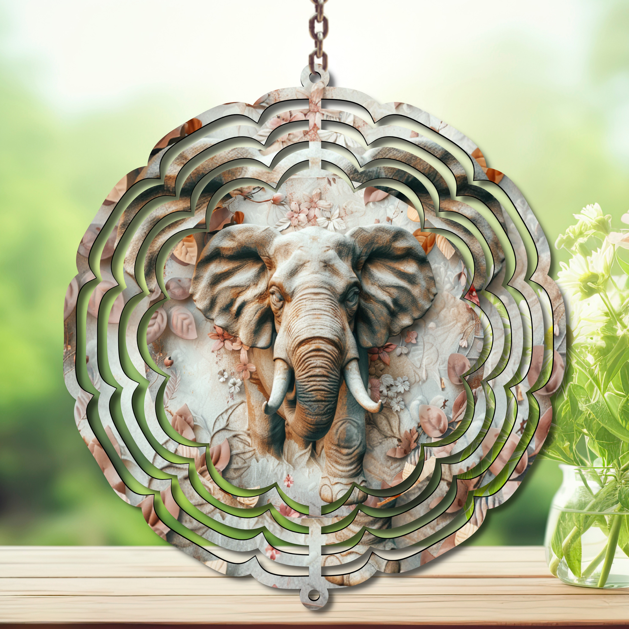 Elephant Aluminum Metal Wind Spinner, multiple images available.