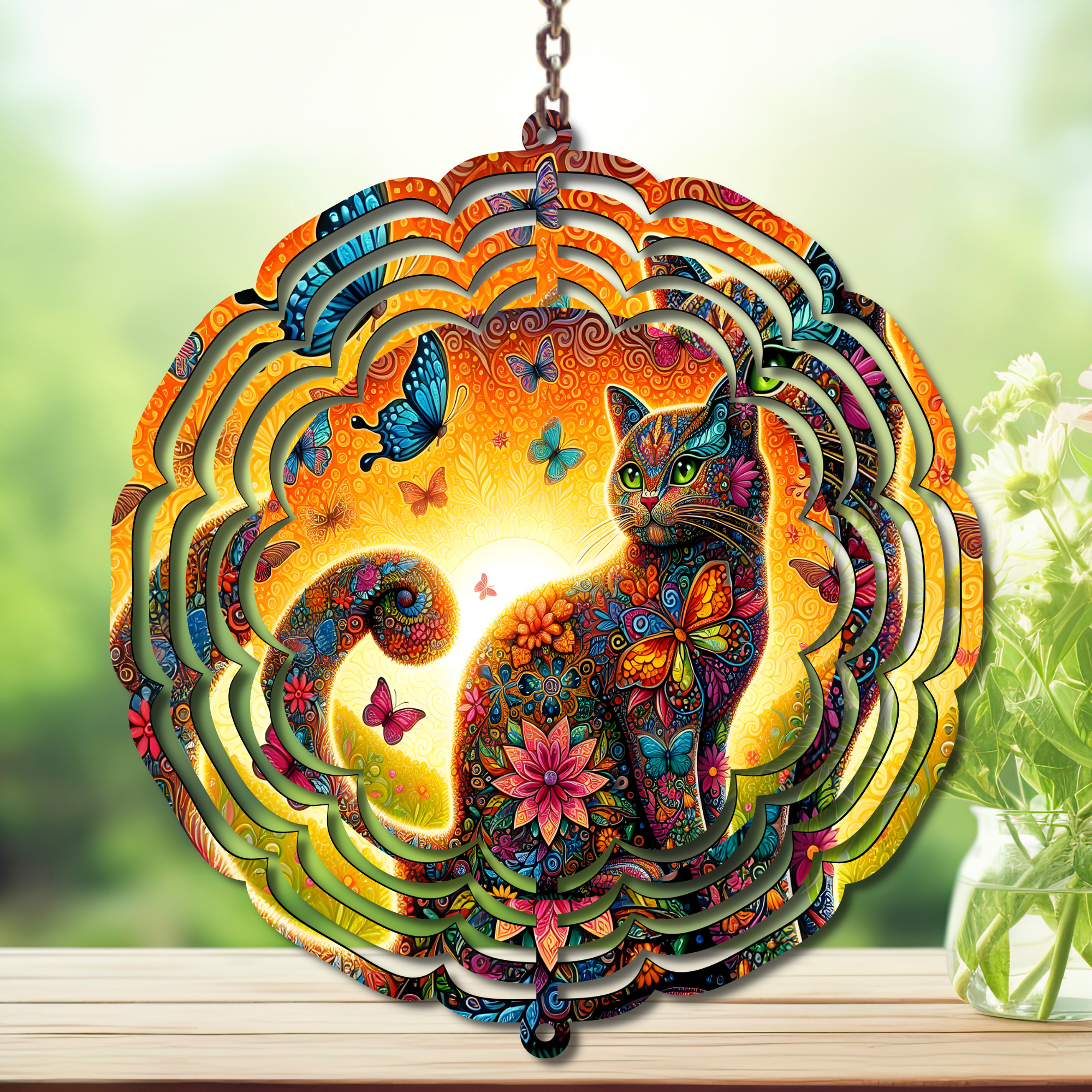 Cats Aluminum Metal Wind Spinner, Let your garden play with a little cattitude. Multiple images available.