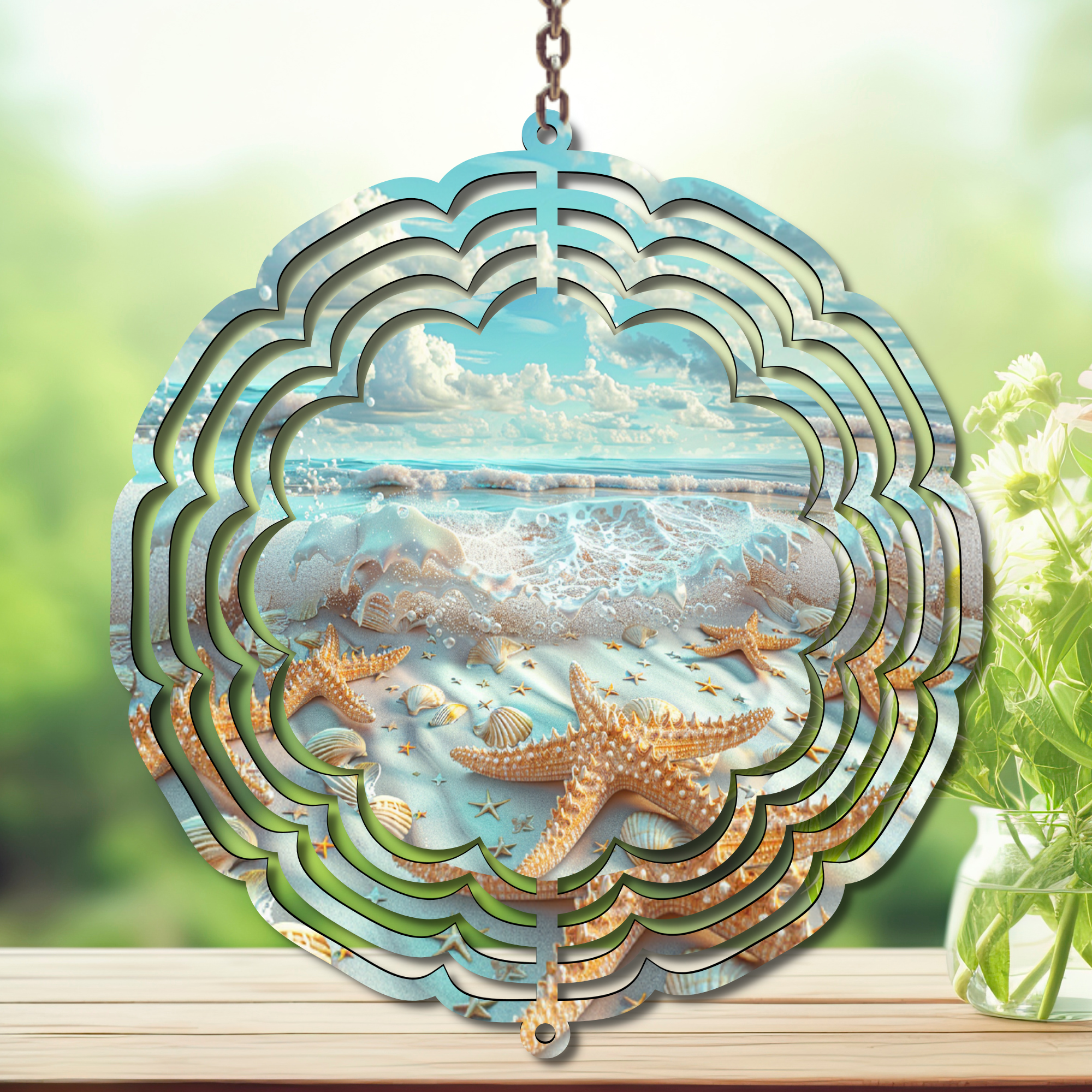 Beach Aluminum Metal Wind Spinner, multiple images available.