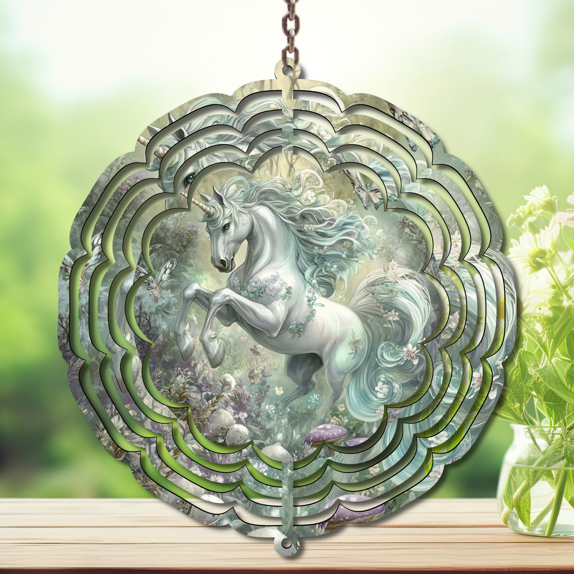 Unicorn Aluminum Metal Wind Spinner, multiple images available.