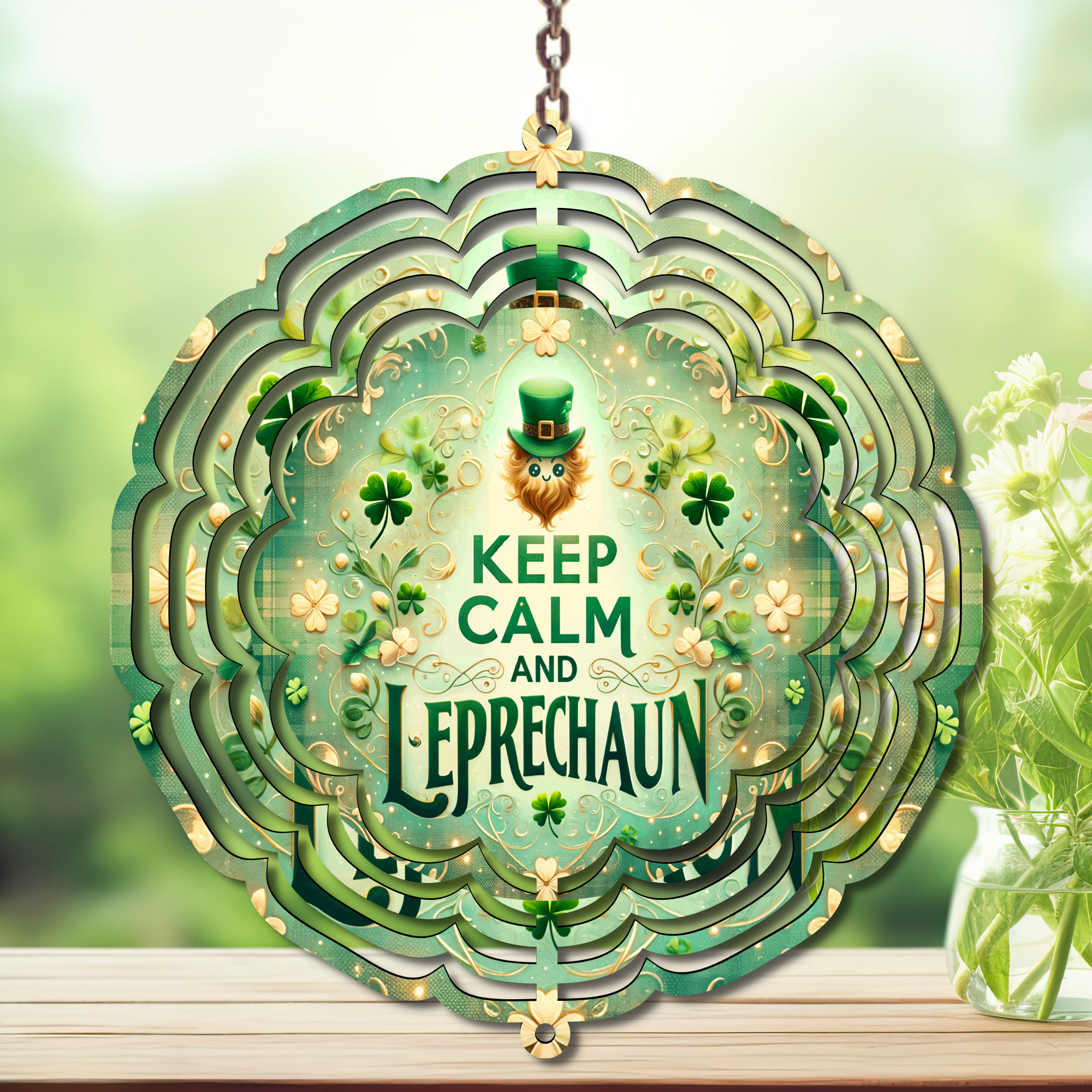 March magic St. Patty's Aluminum Metal Wind Spinner, multiple images available.