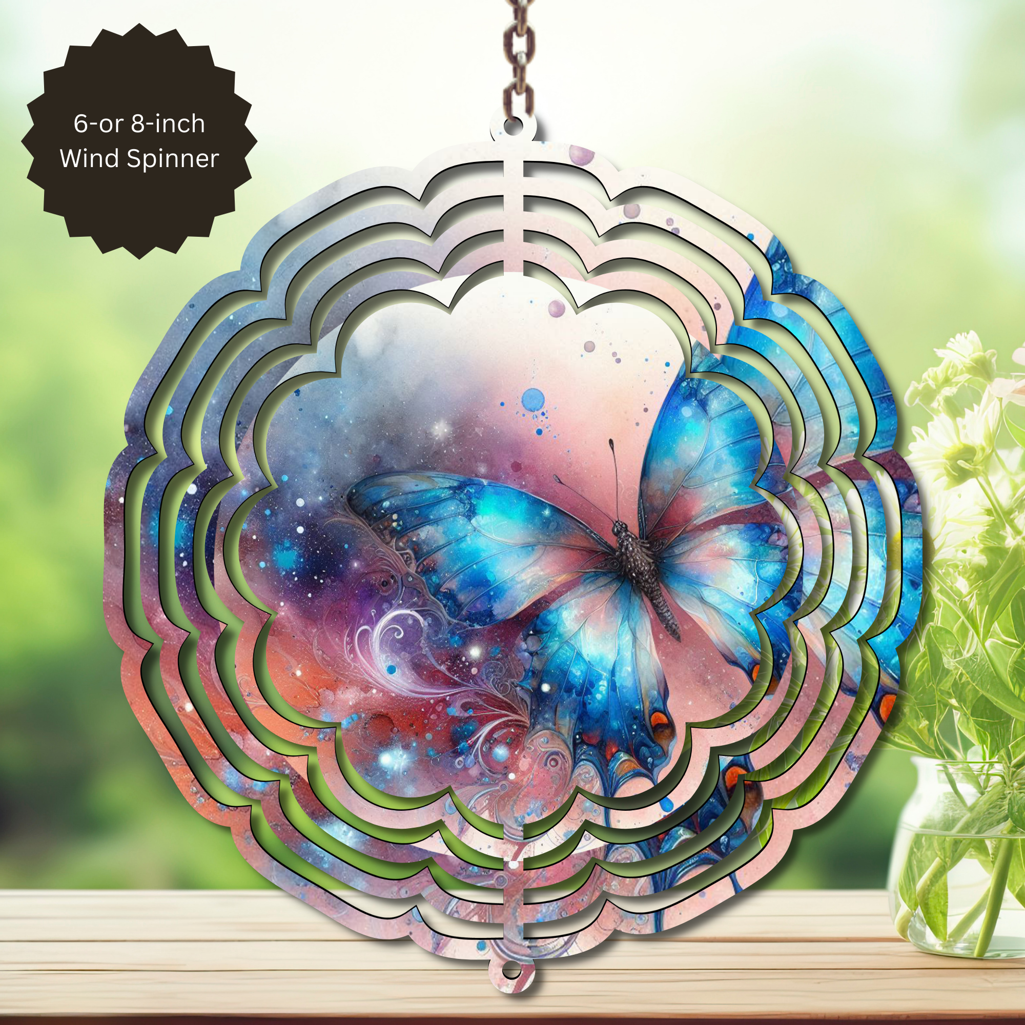 Butterfly Aluminum Metal Wind Spinner, multiple images available.