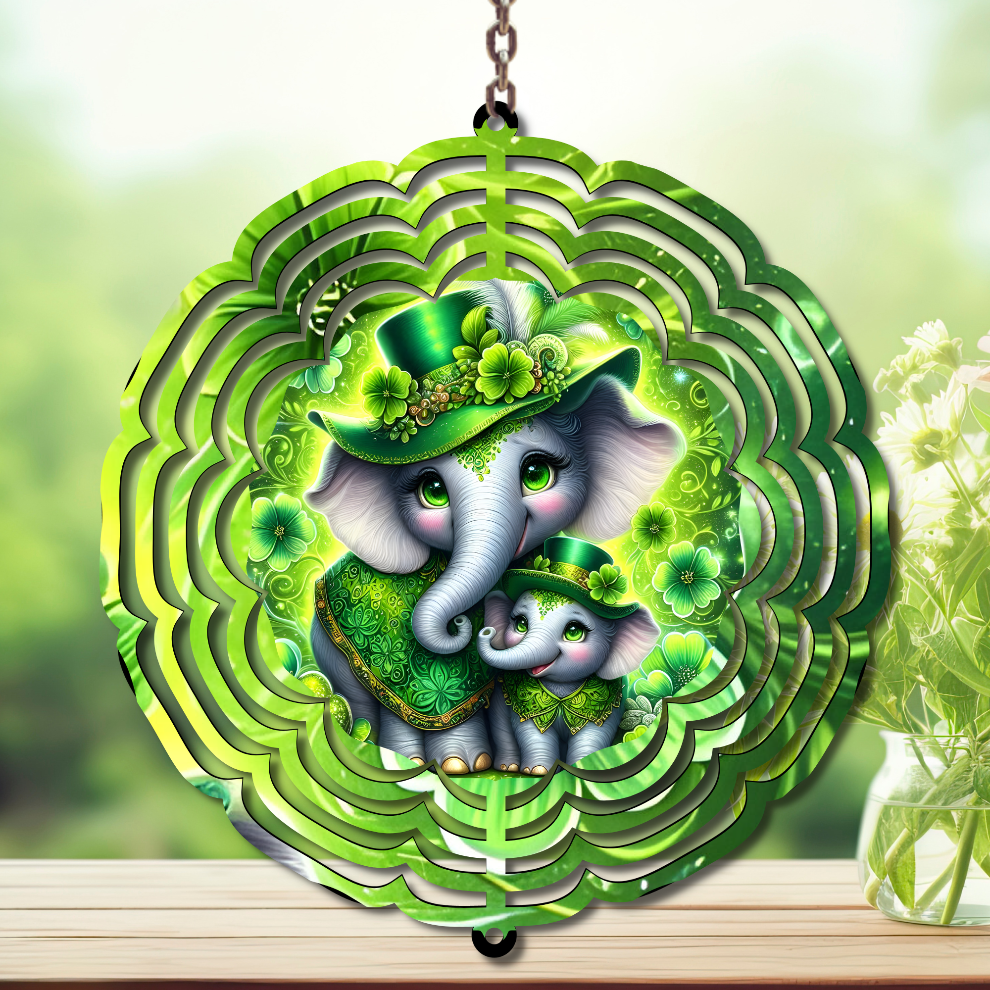 March magic St. Patty's Aluminum Metal Wind Spinner, multiple images available.