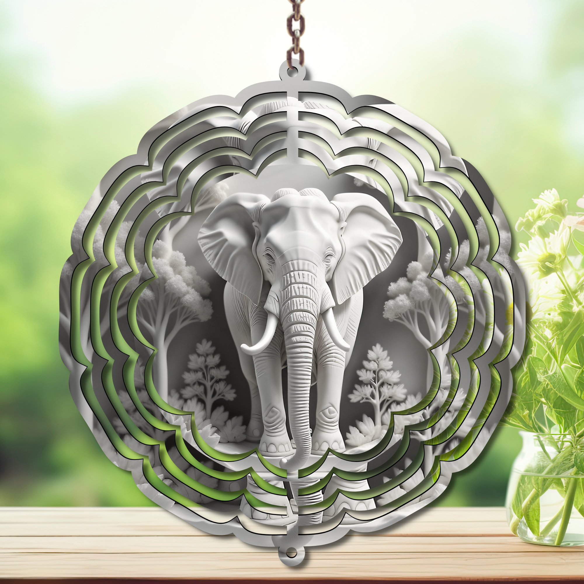 Elephant Aluminum Metal Wind Spinner, multiple images available.