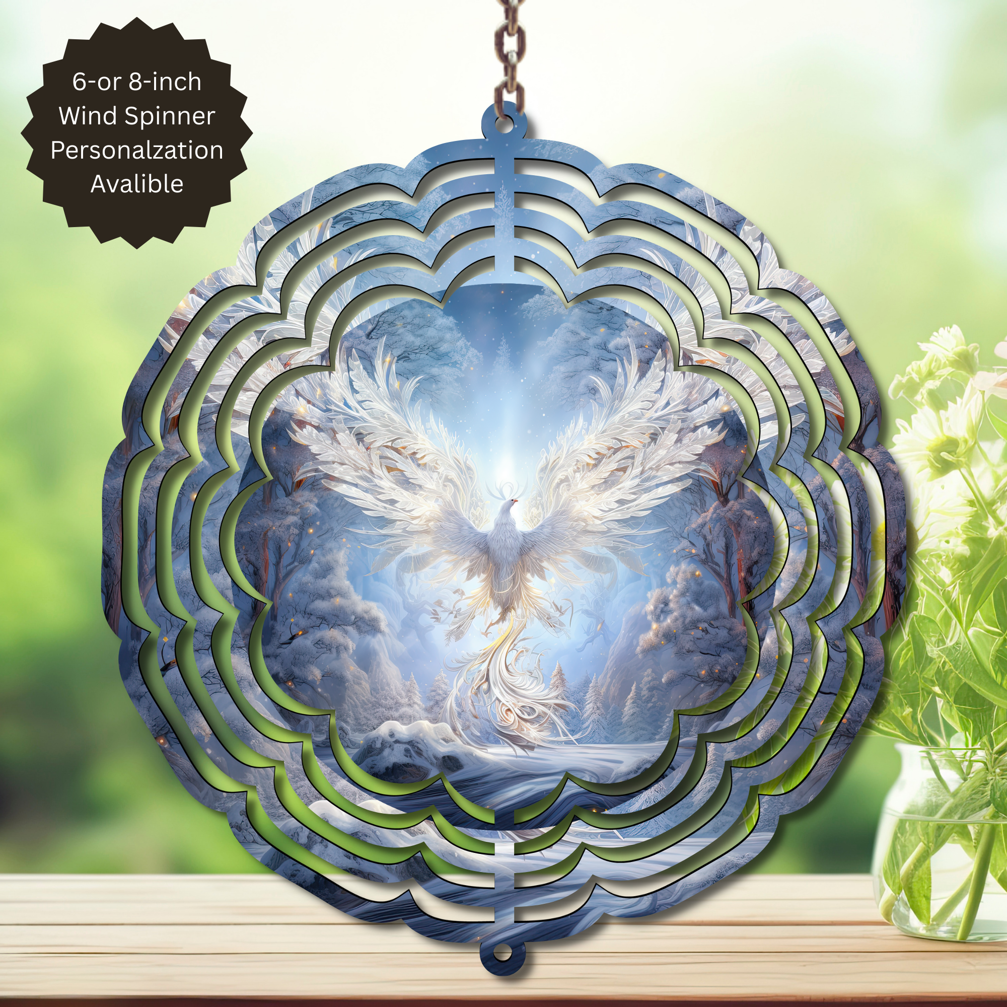 Phoenix Wind Spinner - Aluminum Metal Fire Bird Yard Art Outdoor Decor