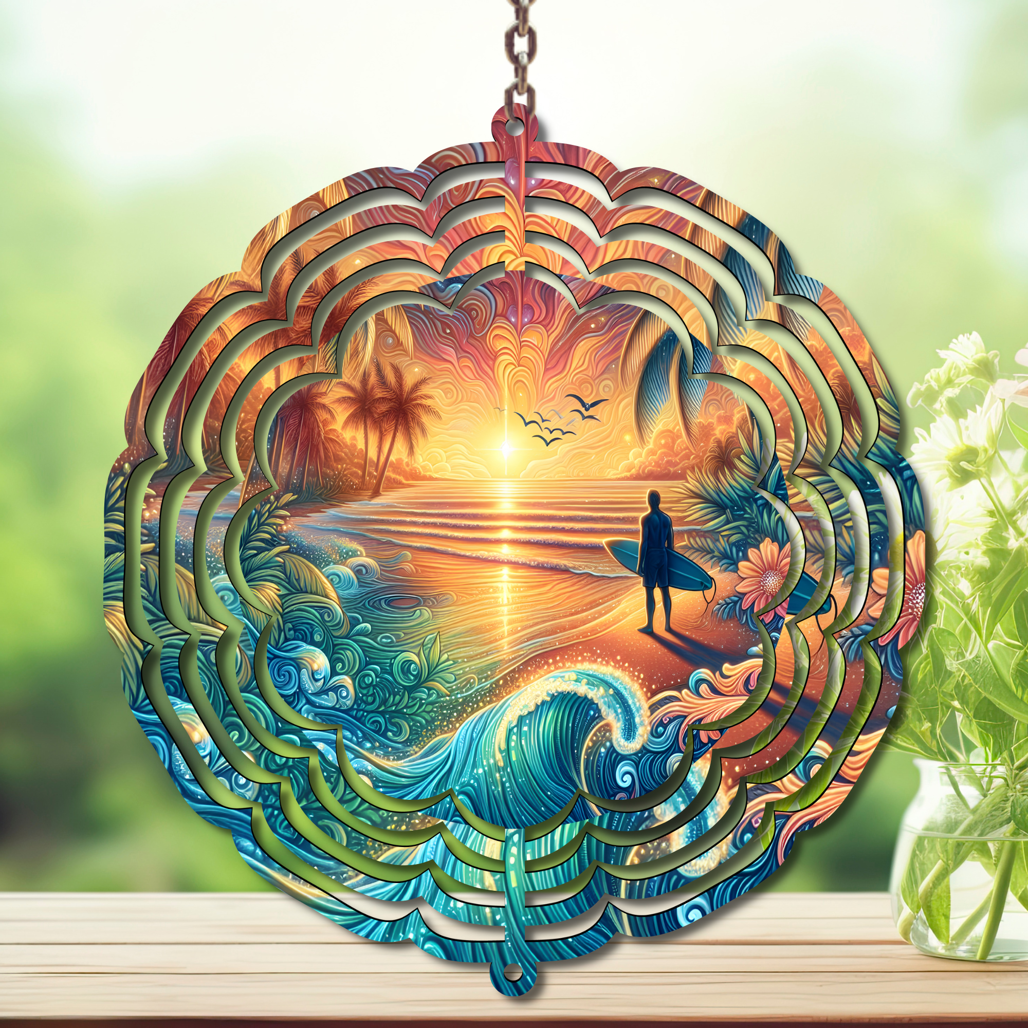 Beach Aluminum Metal Wind Spinner, multiple images available.