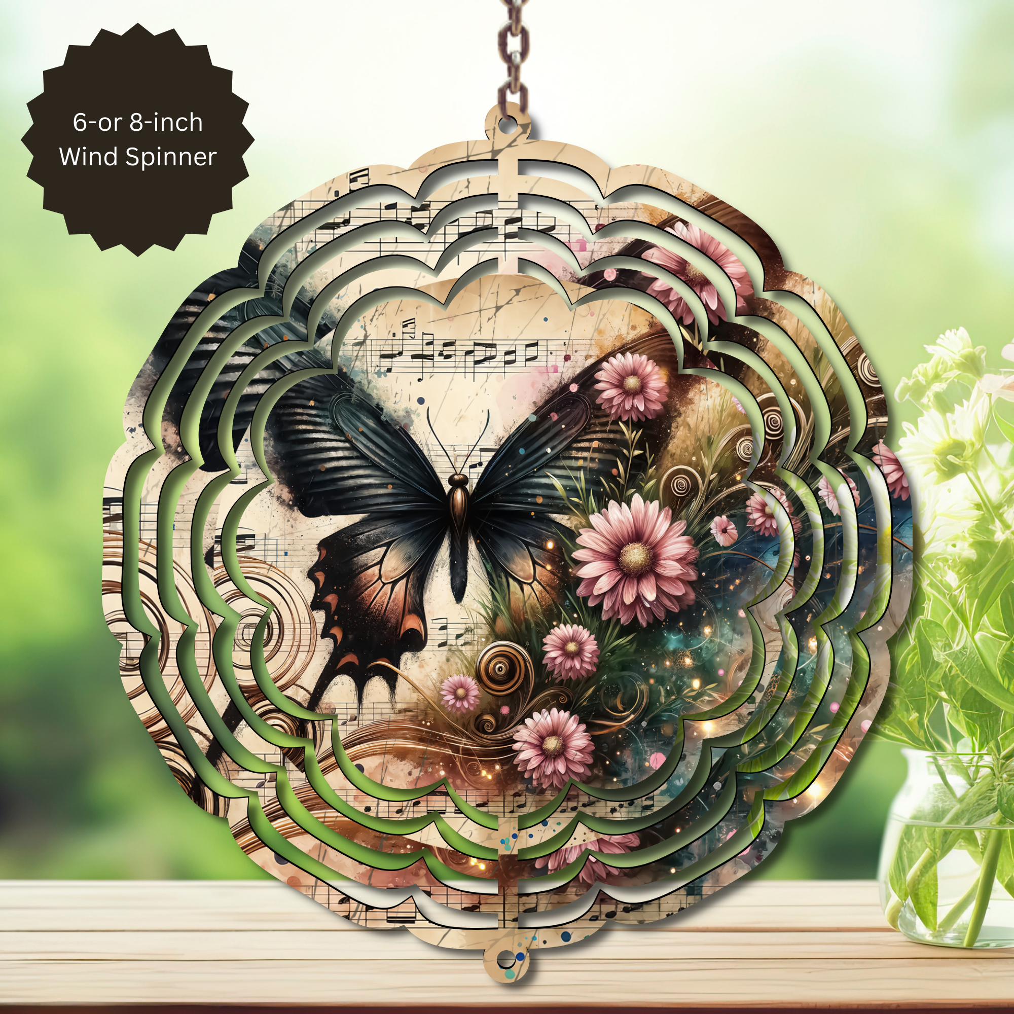 Butterfly Aluminum Metal Wind Spinner, multiple images available.