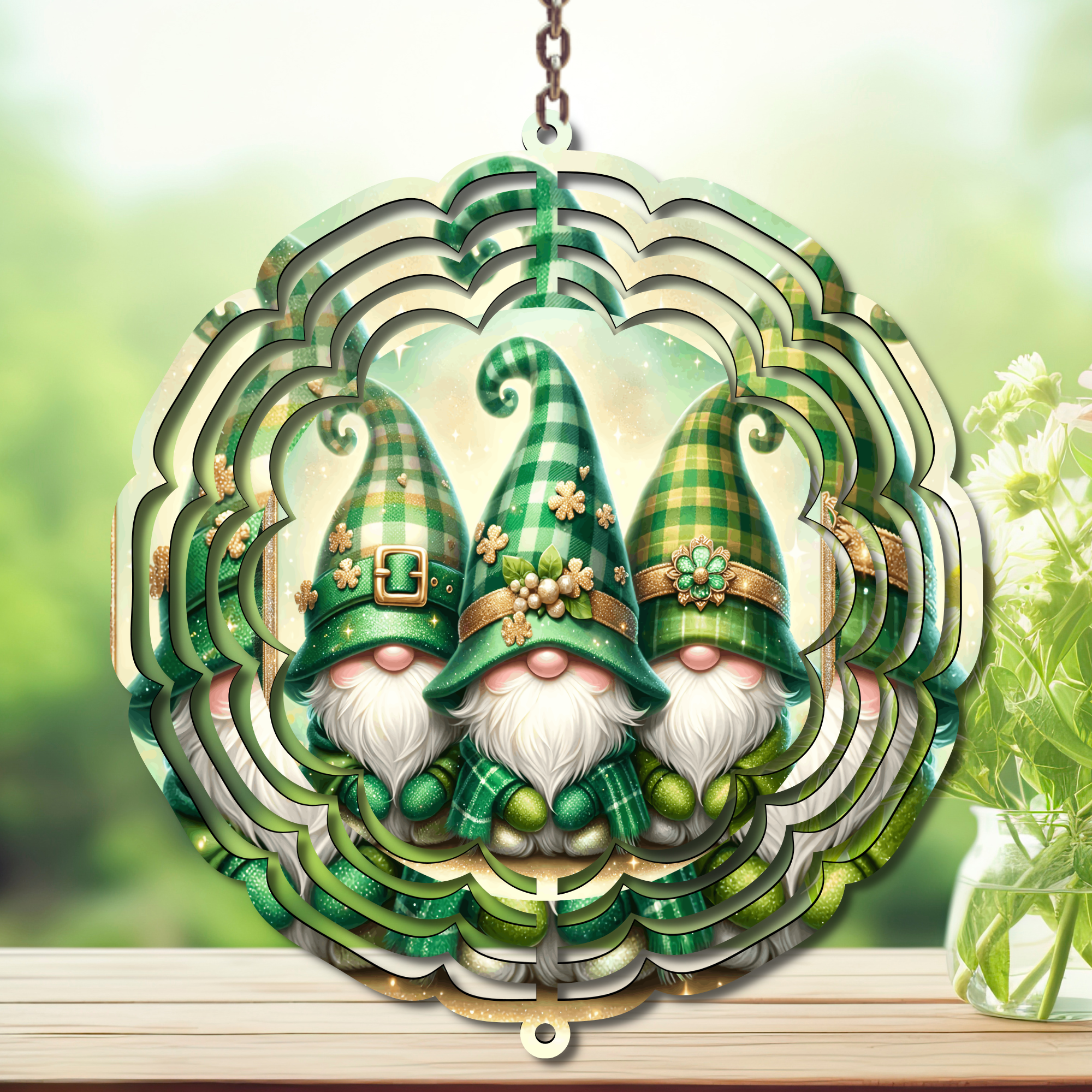 March magic St. Patty's Aluminum Metal Wind Spinner, multiple images available.