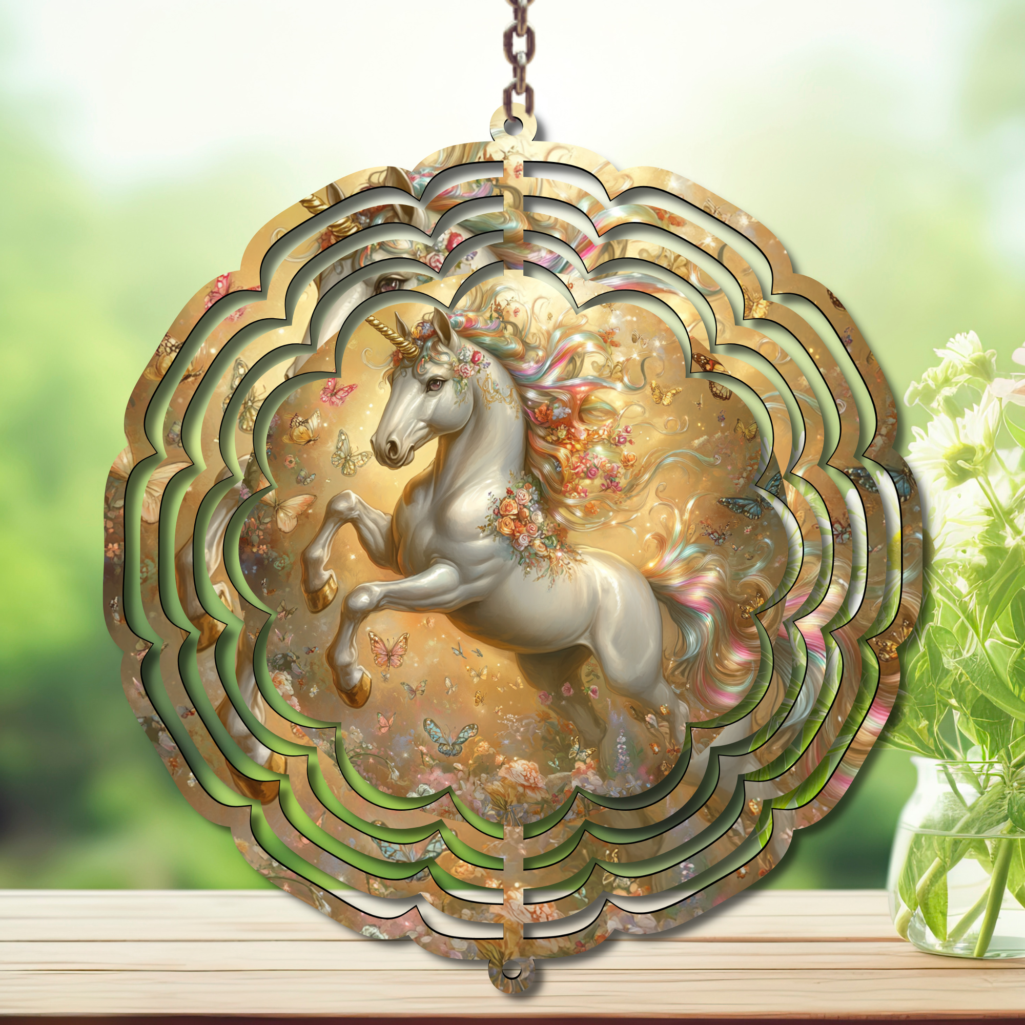Unicorn Aluminum Metal Wind Spinner, multiple images available.
