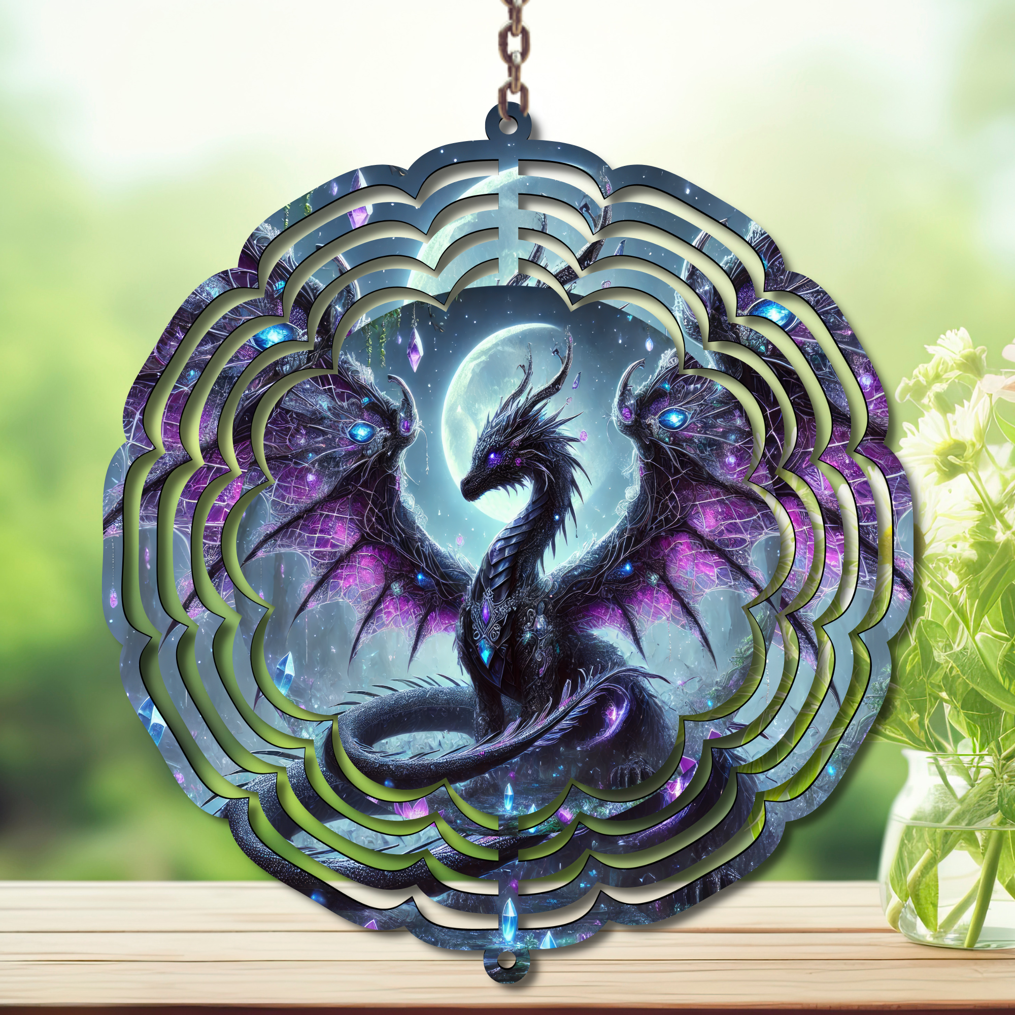 Dragons Aluminum Metal Wind Spinner, Let your yard roar with color — magical motion and fantasy‑themed flair. Multiple images available.