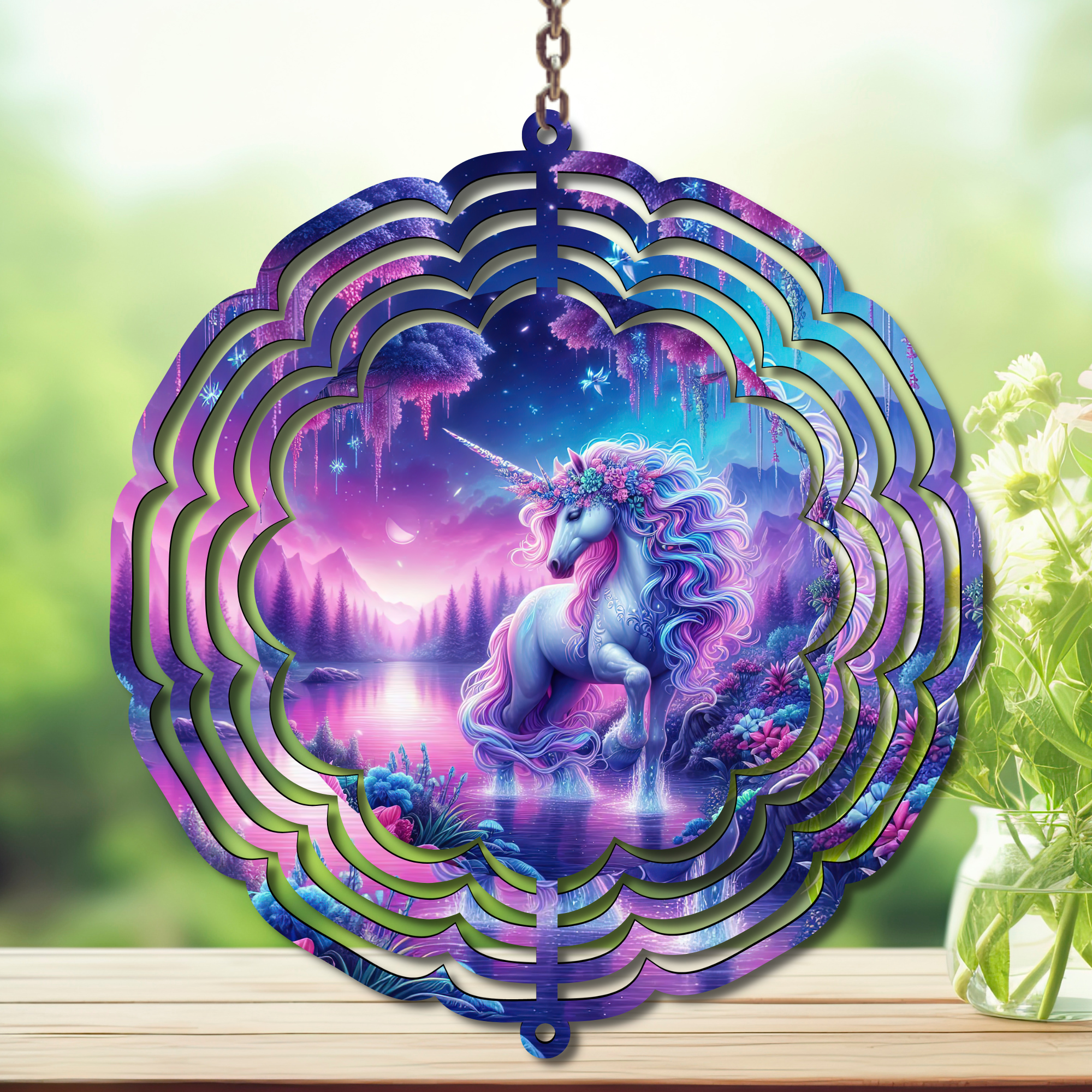 Unicorn Aluminum Metal Wind Spinner, multiple images available.