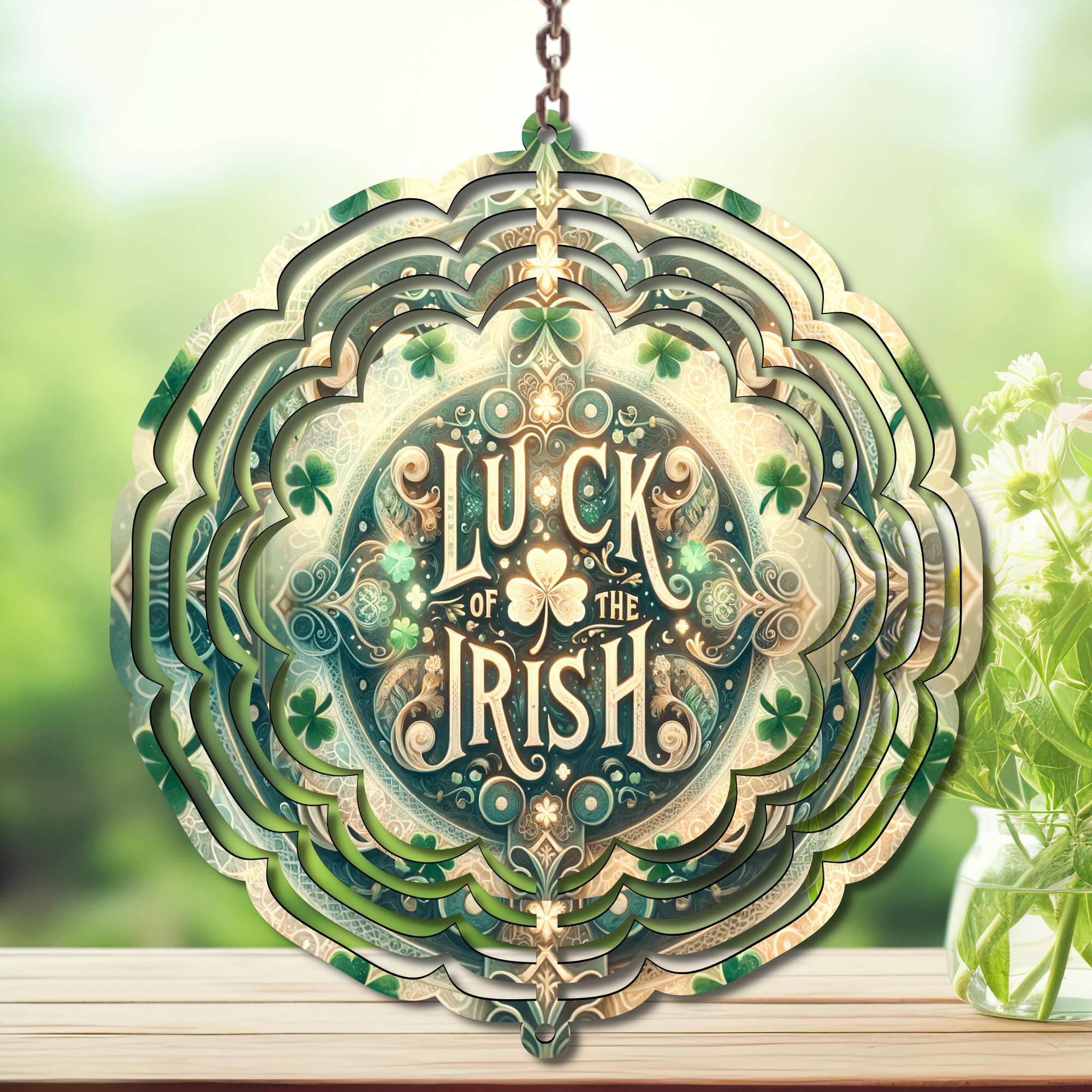 March magic St. Patty's Aluminum Metal Wind Spinner, multiple images available.