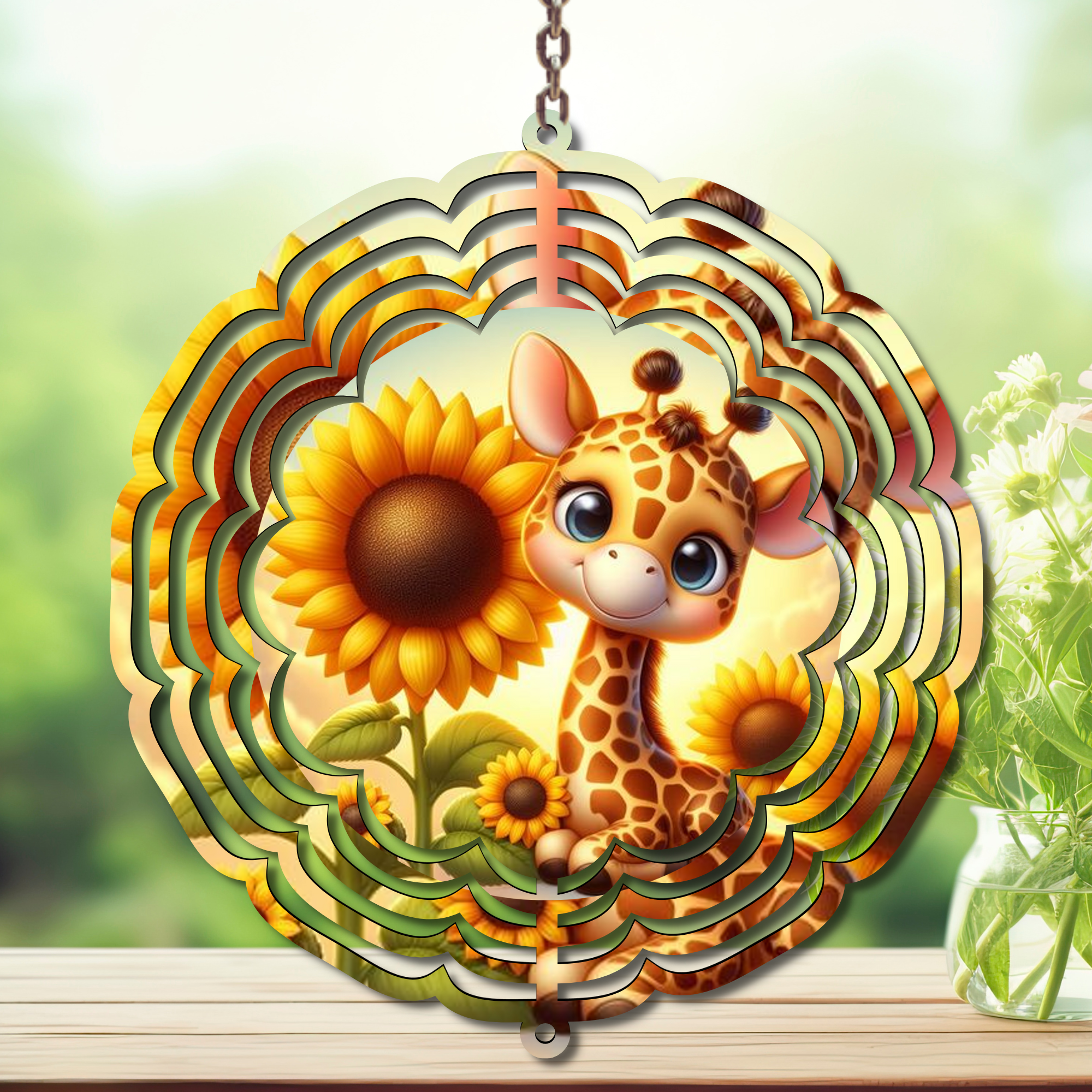 A tall twist on classic yard décor, Giraffe Aluminum Metal Wind Spinner, multiple images available.