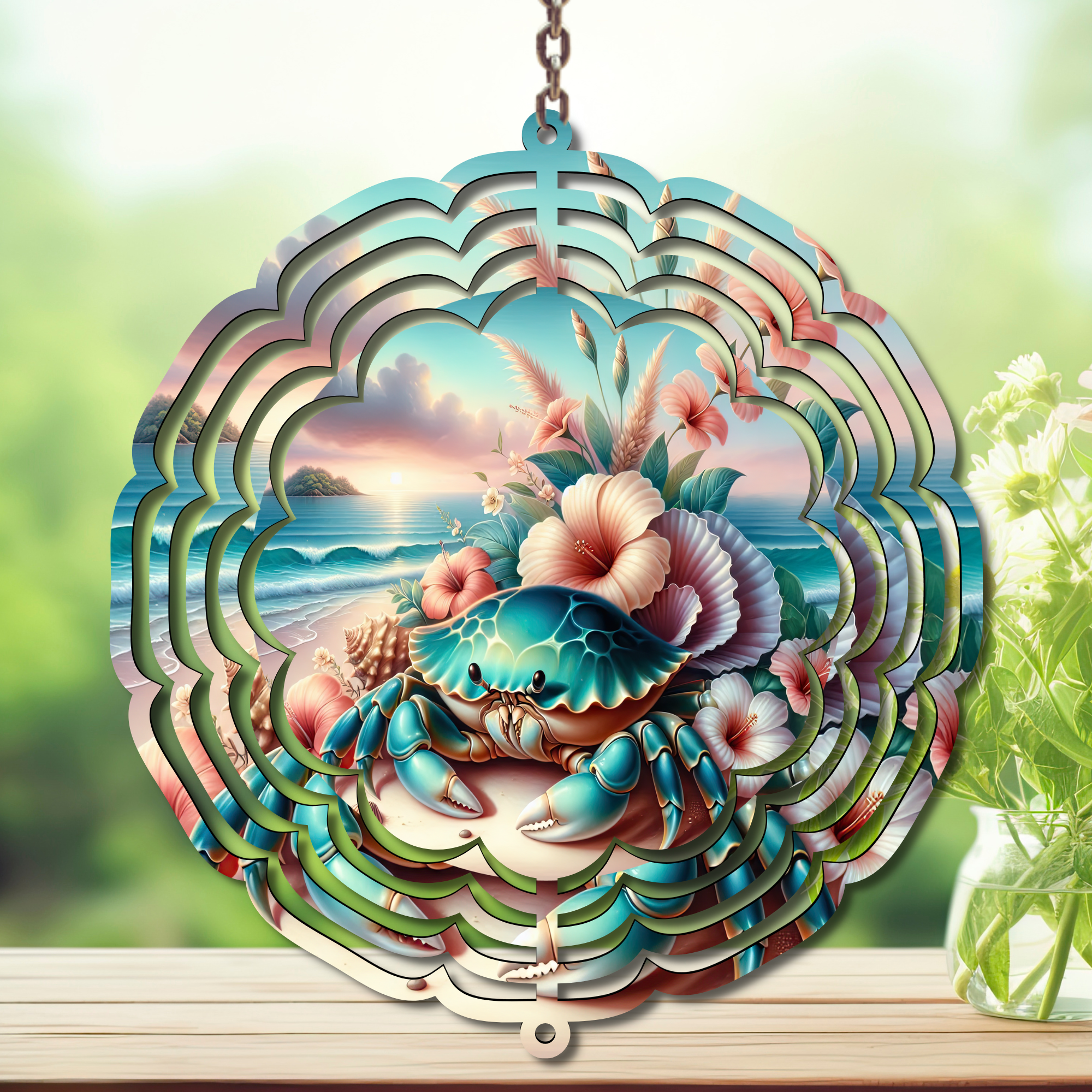 Beach Aluminum Metal Wind Spinner, multiple images available.