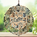 Caffeine in the Wind Spinner. Aluminum Metal Wind Spinner, multiple images available.