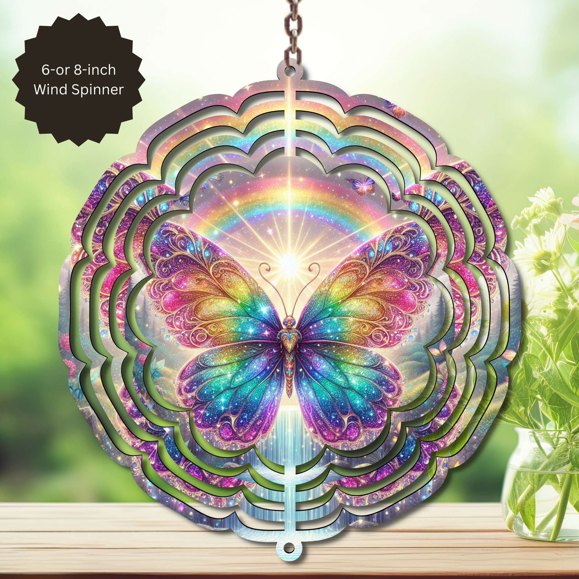 Butterfly Aluminum Metal Wind Spinner, multiple images available.