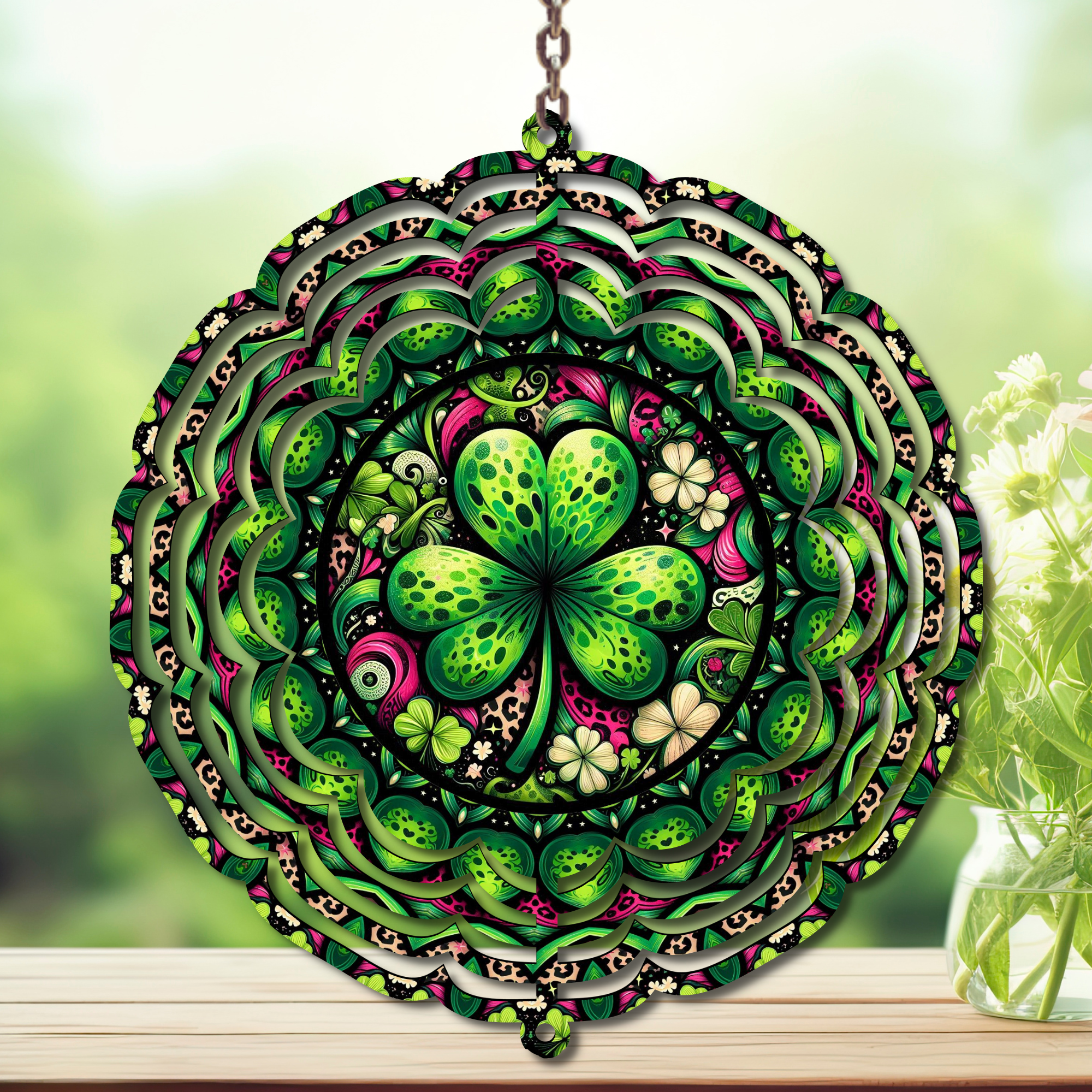 March magic St. Patty's Aluminum Metal Wind Spinner, multiple images available.