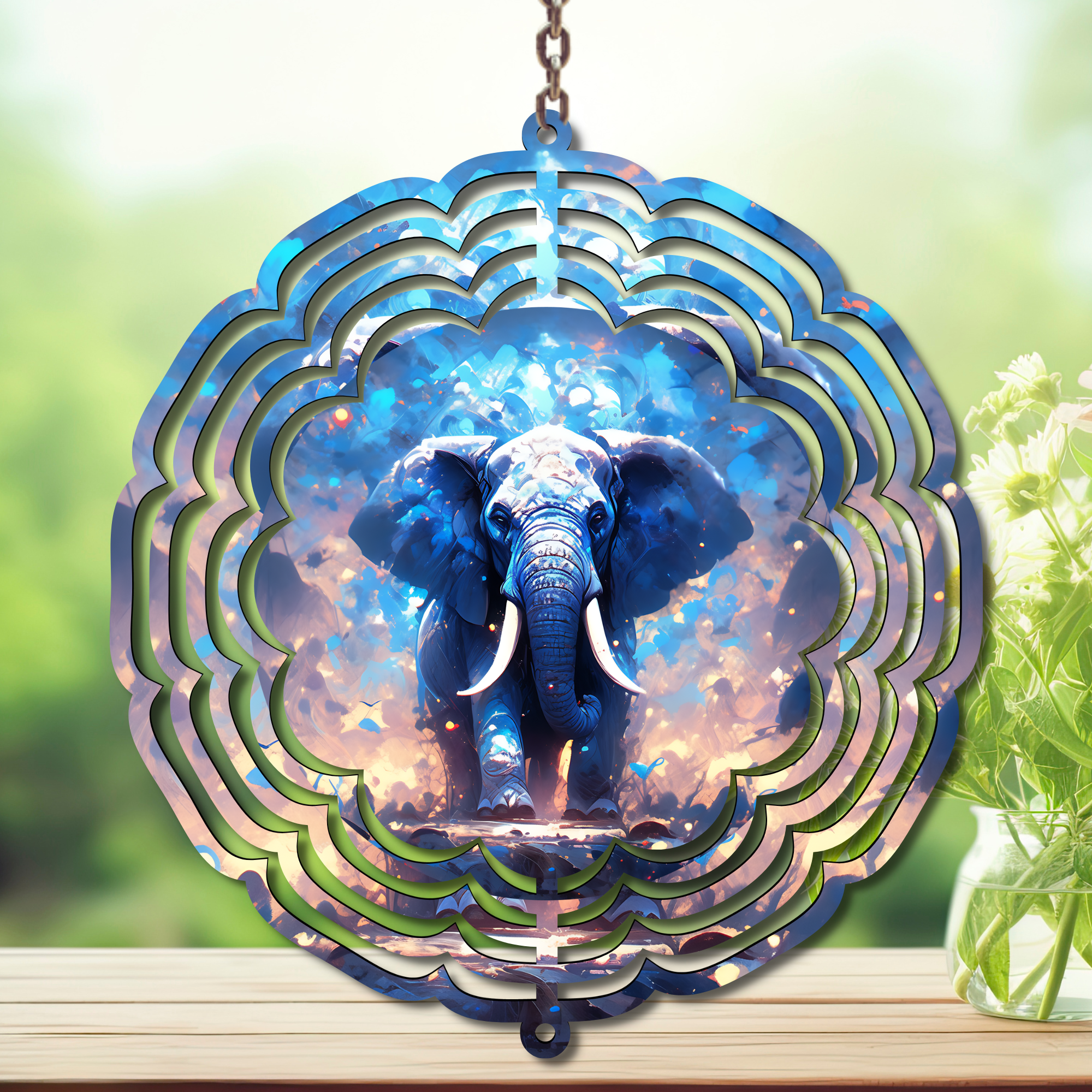 Elephant Aluminum Metal Wind Spinner, multiple images available.