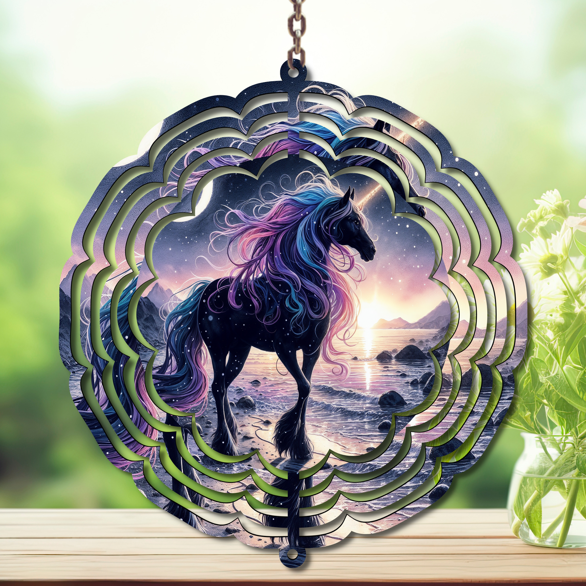 Unicorn Aluminum Metal Wind Spinner, multiple images available.