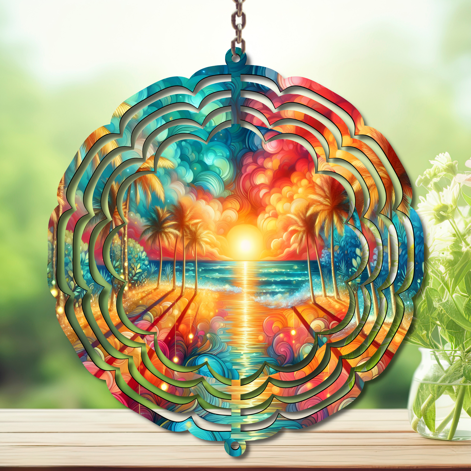 Beach Aluminum Metal Wind Spinner, multiple images available.