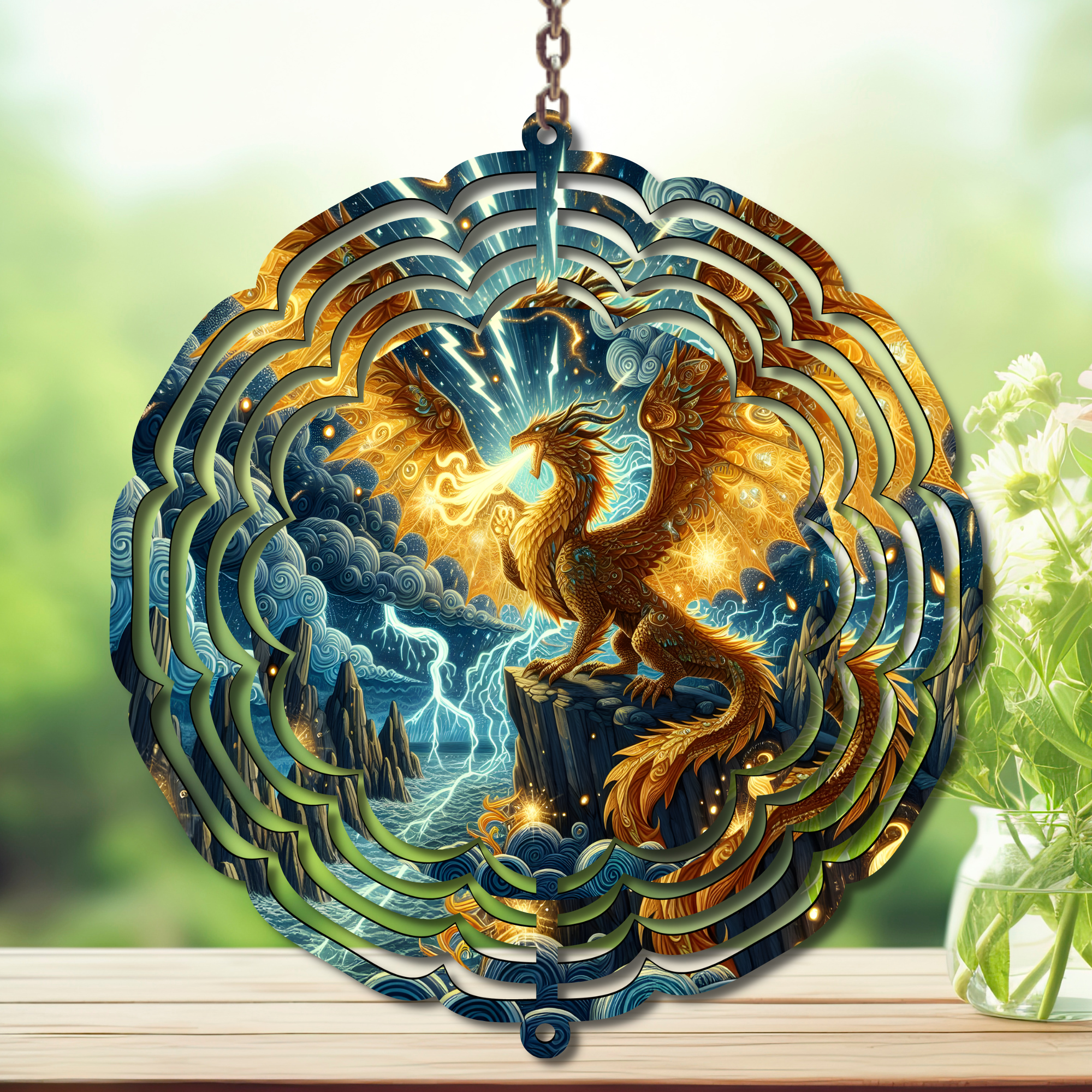 Dragons Aluminum Metal Wind Spinner, Let your yard roar with color — magical motion and fantasy‑themed flair. Multiple images available.