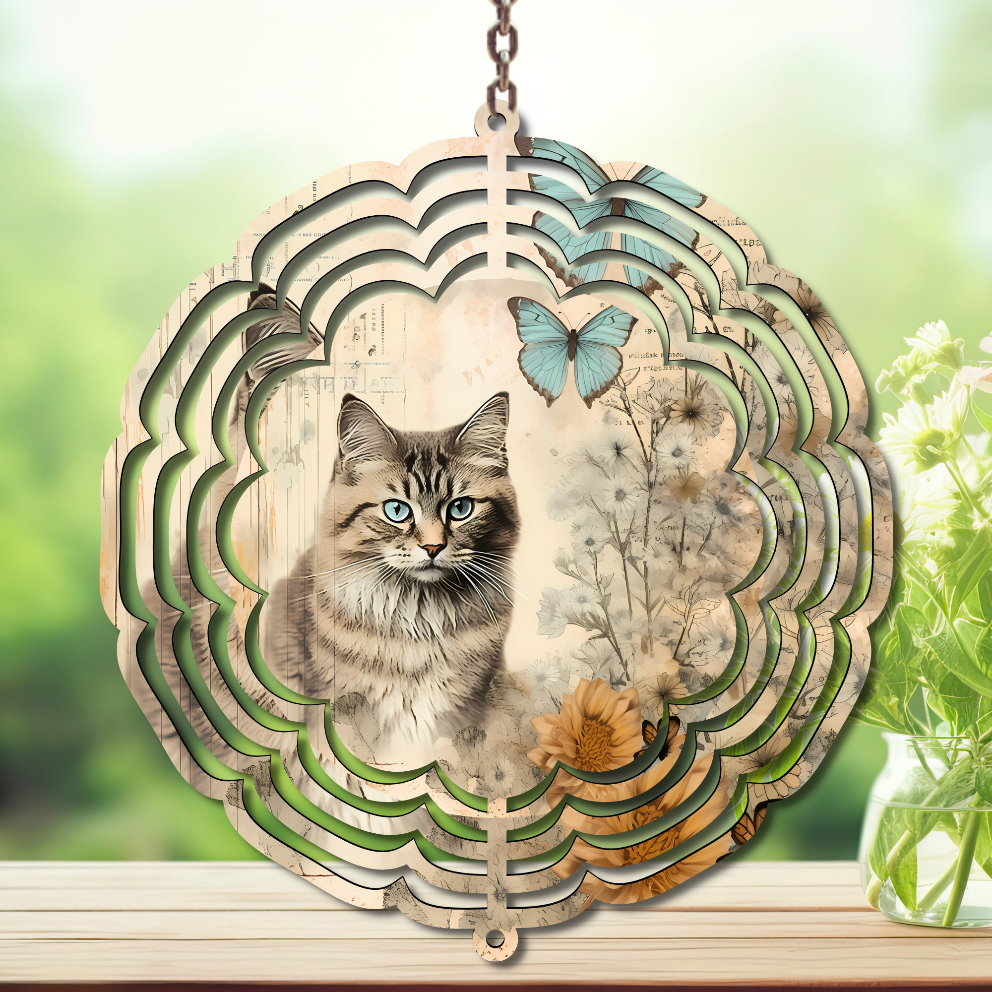 Cats Aluminum Metal Wind Spinner, Let your garden play with a little cattitude. Multiple images available.