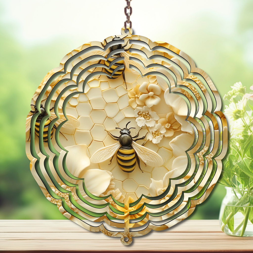 Honeybee Aluminum Metal Wind Spinner, Let your yard buzz with sunshine! Multiple images available.