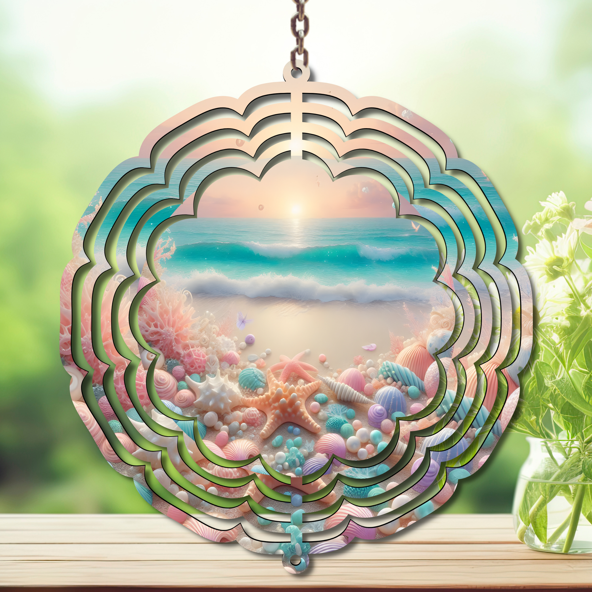 Beach Aluminum Metal Wind Spinner, multiple images available.