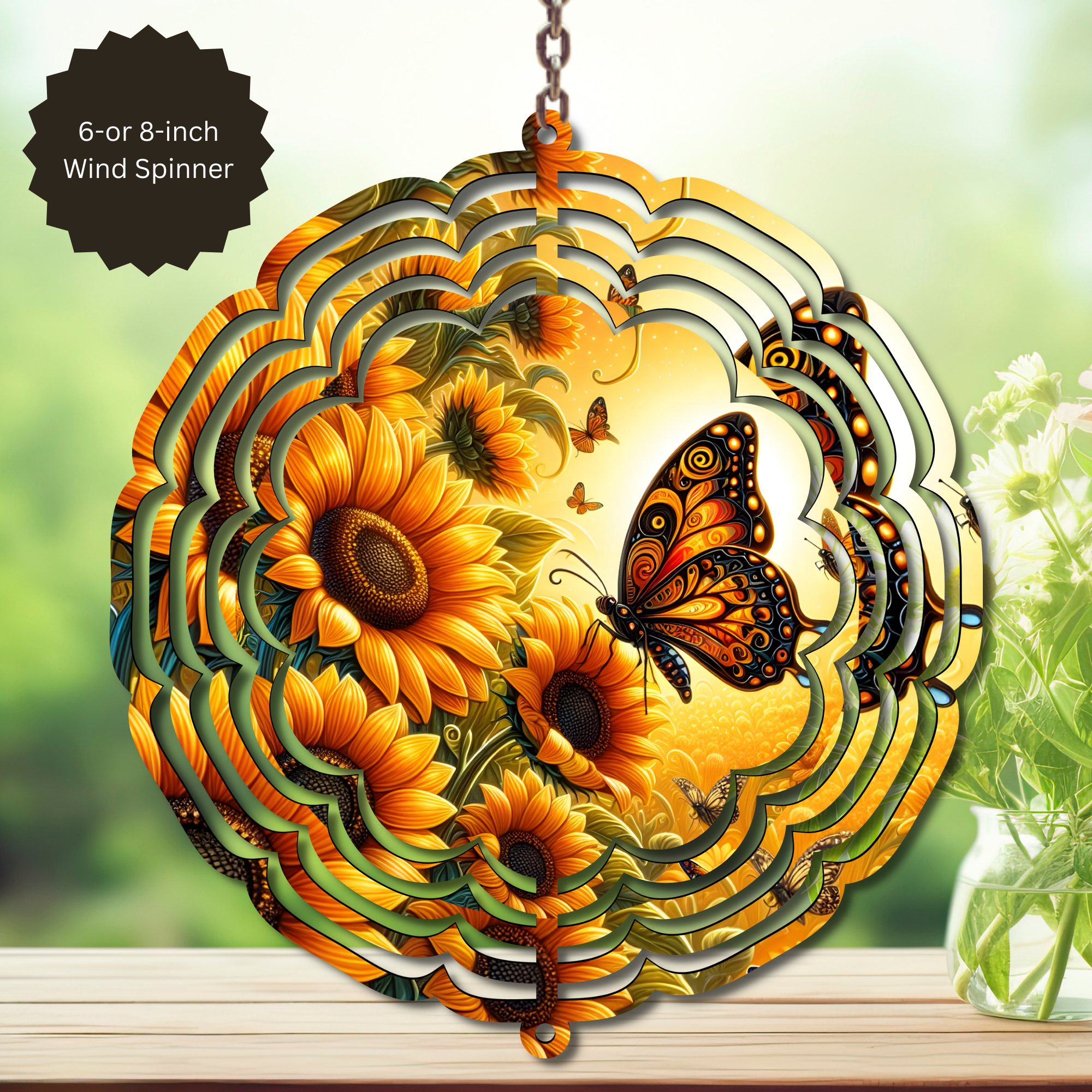 Butterfly Aluminum Metal Wind Spinner, multiple images available.