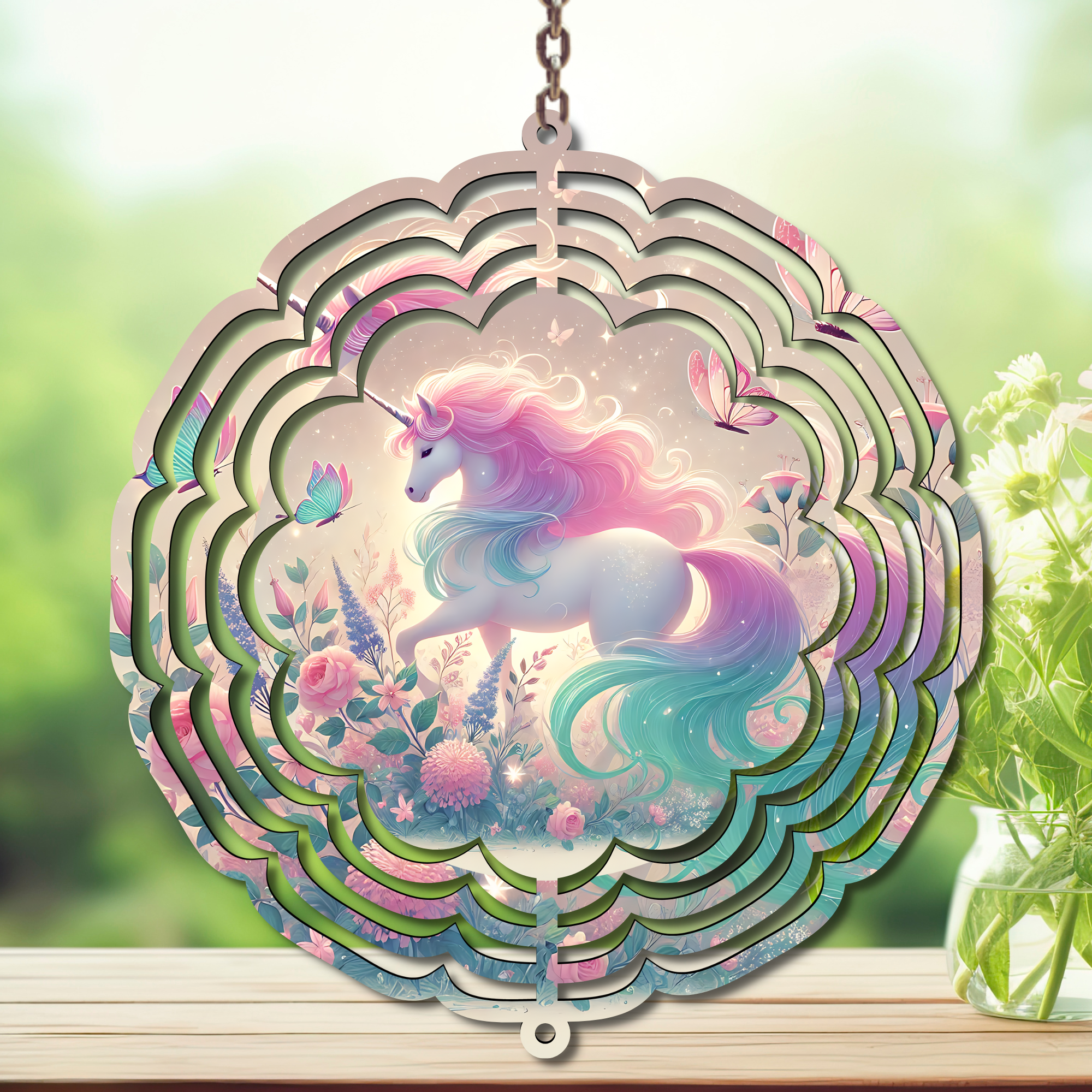 Unicorn Aluminum Metal Wind Spinner, multiple images available.
