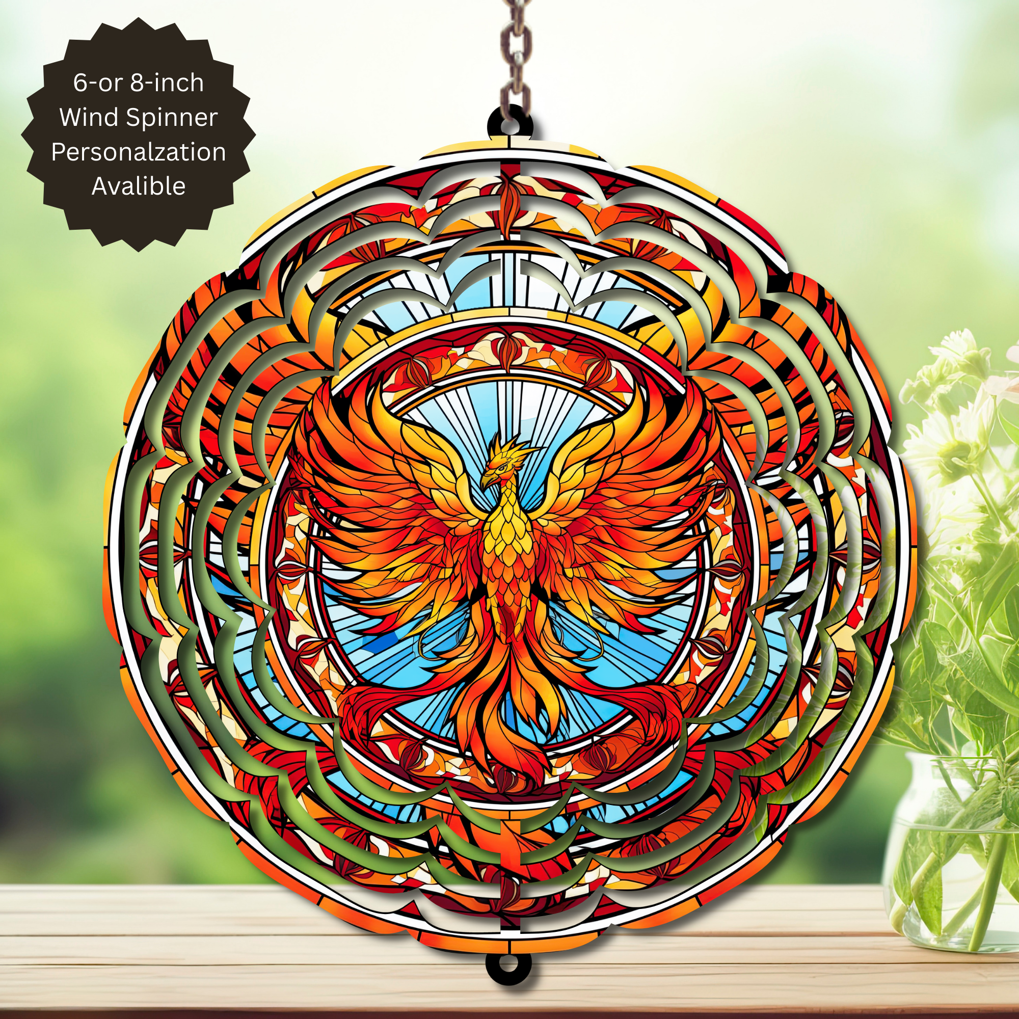 Phoenix Wind Spinner - Aluminum Metal Fire Bird Yard Art Outdoor Decor