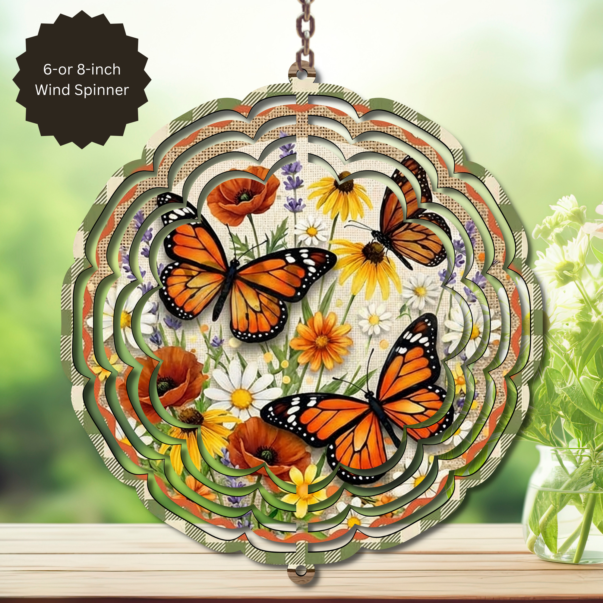 Butterfly Aluminum Metal Wind Spinner, multiple images available.