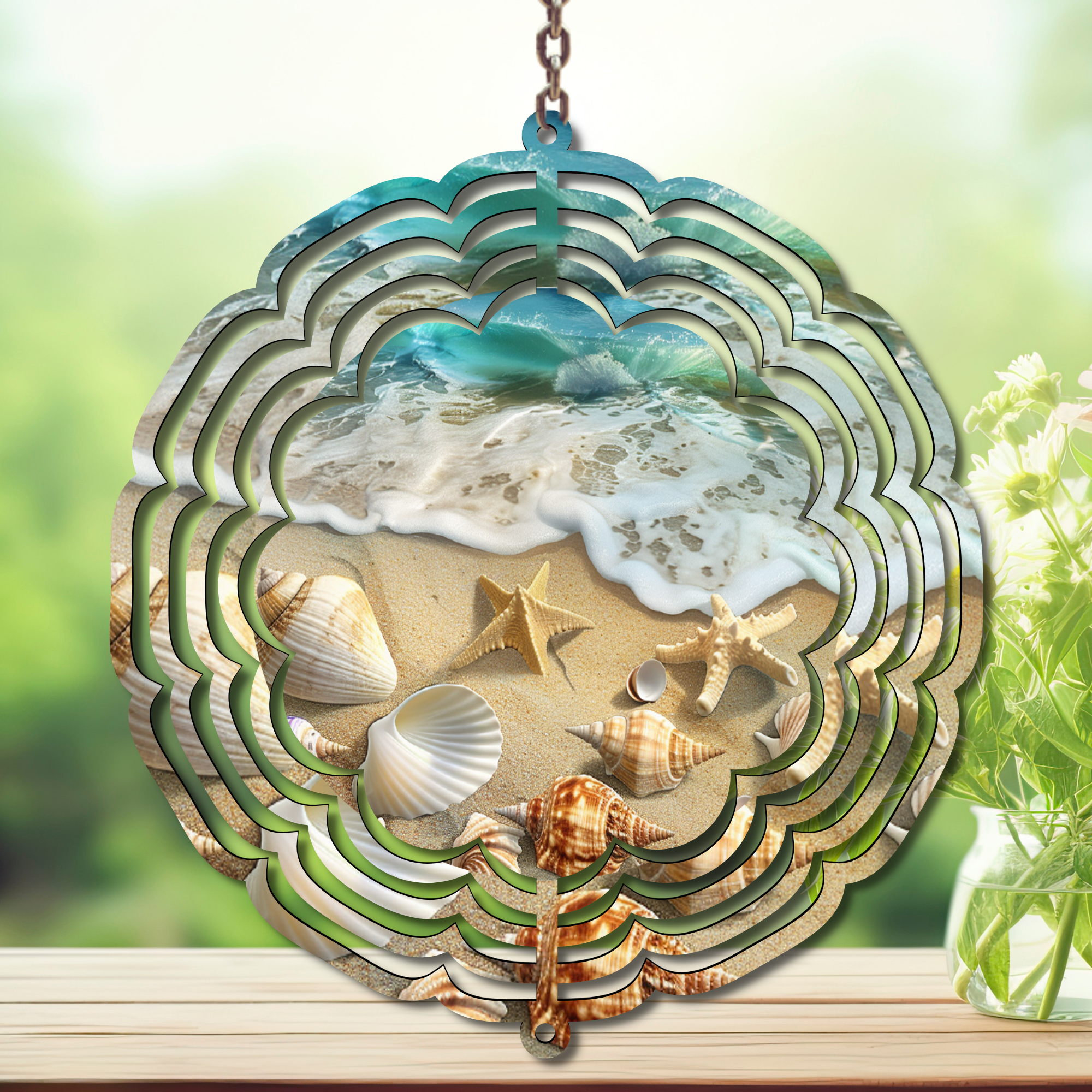 Beach Aluminum Metal Wind Spinner, multiple images available.