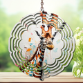 A tall twist on classic yard décor, Giraffe Aluminum Metal Wind Spinner, multiple images available.