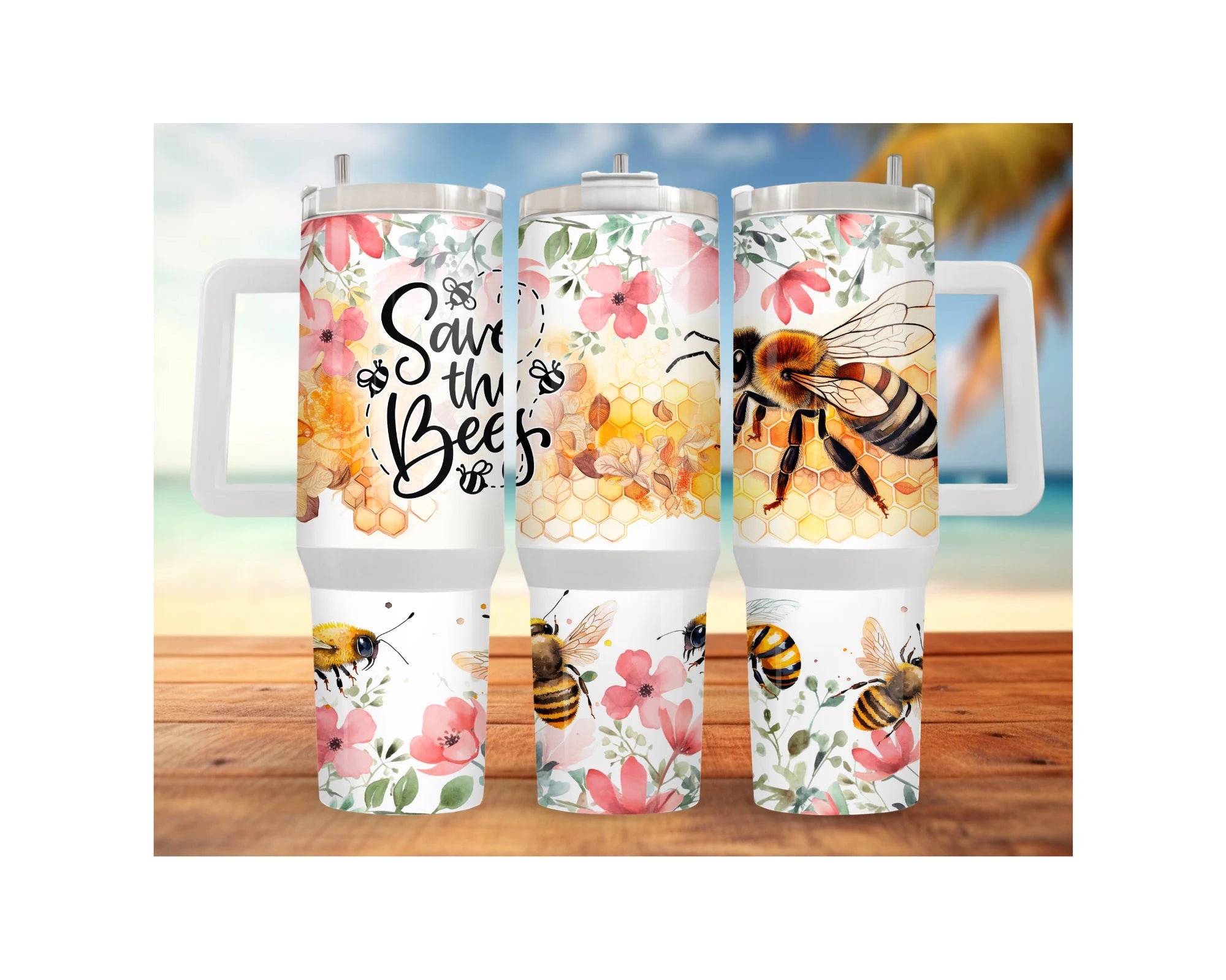40 and 30 oz Honeybee Stainless Steel Tumblers. Multiple Images Available