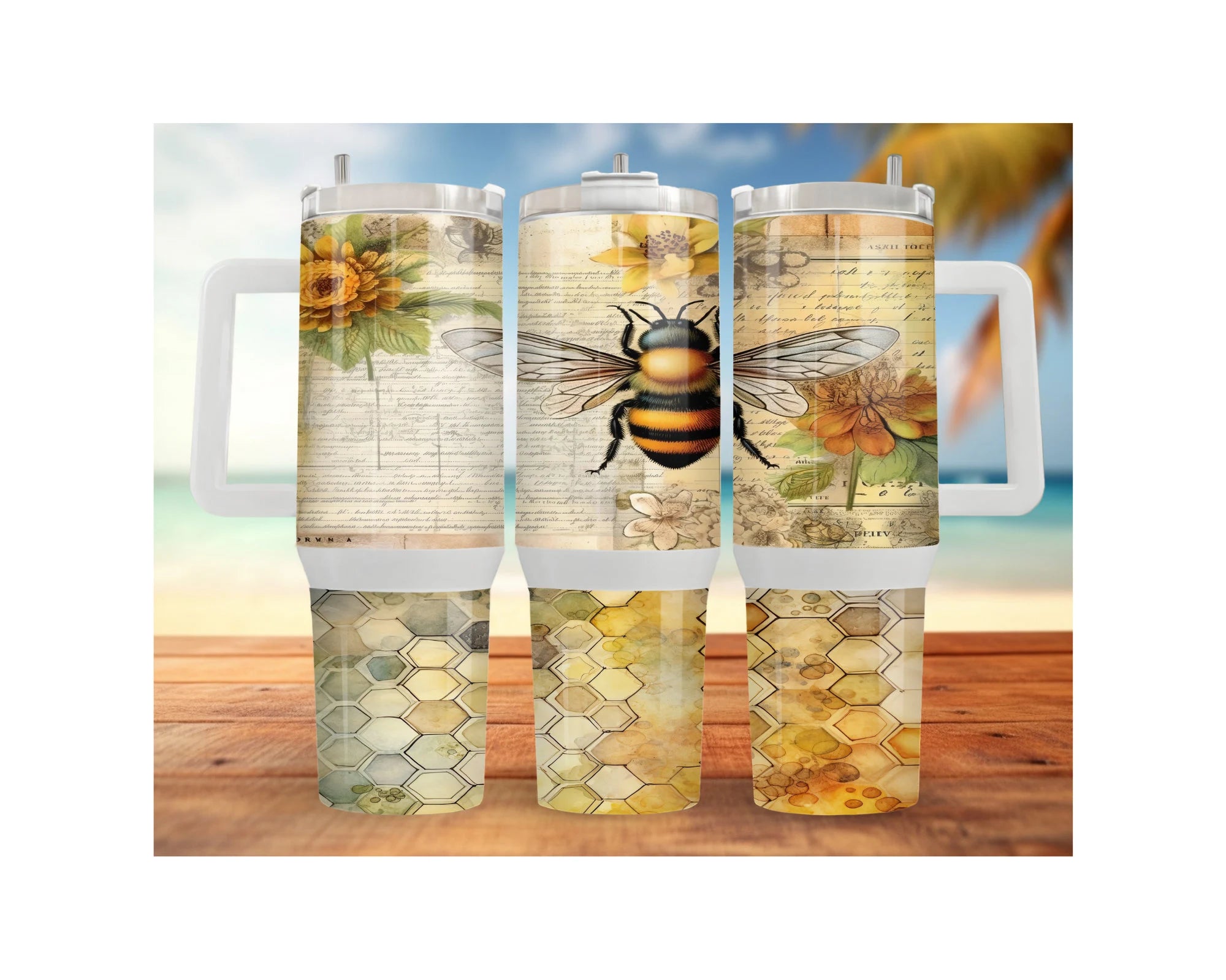 40 and 30 oz Honeybee Stainless Steel Tumblers. Multiple Images Available