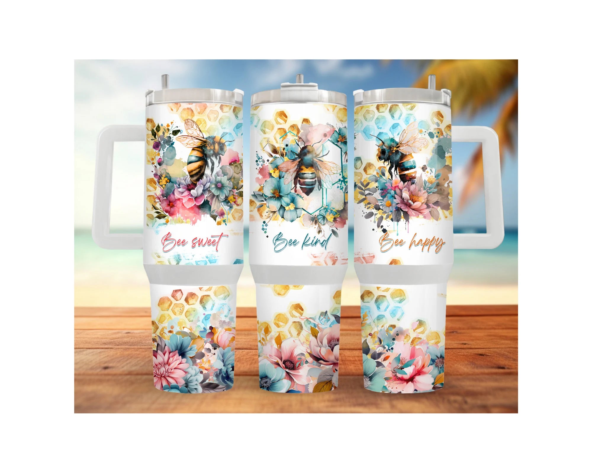 40 and 30 oz Honeybee Stainless Steel Tumblers. Multiple Images Available