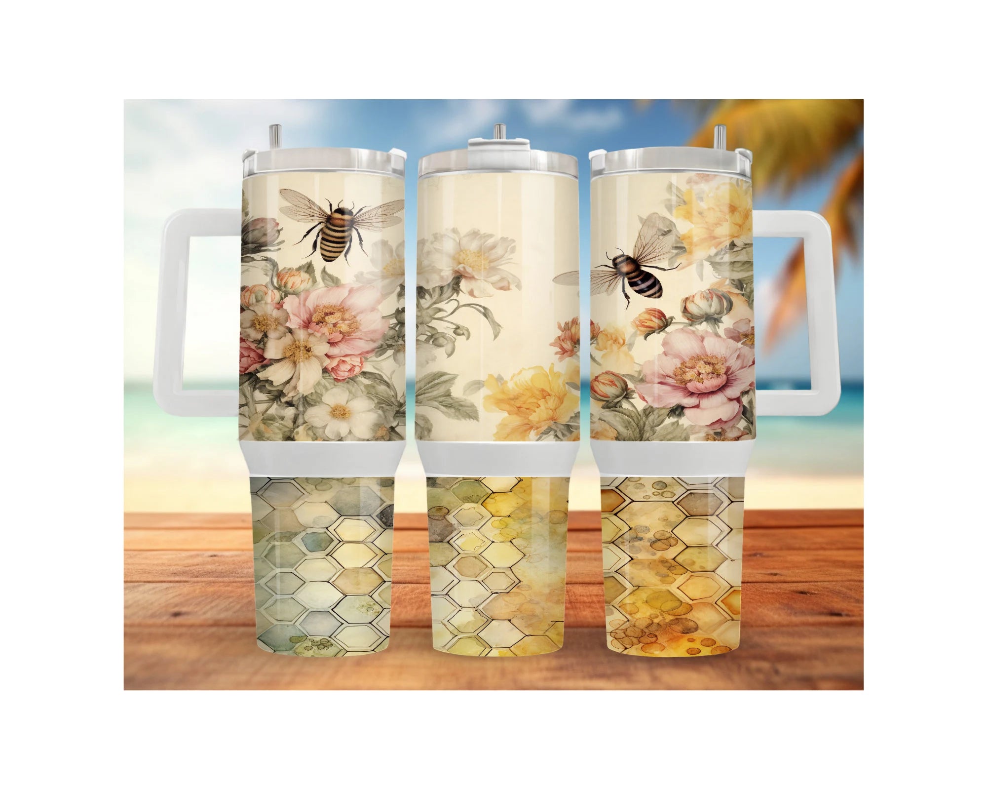 40 and 30 oz Honeybee Stainless Steel Tumblers. Multiple Images Available