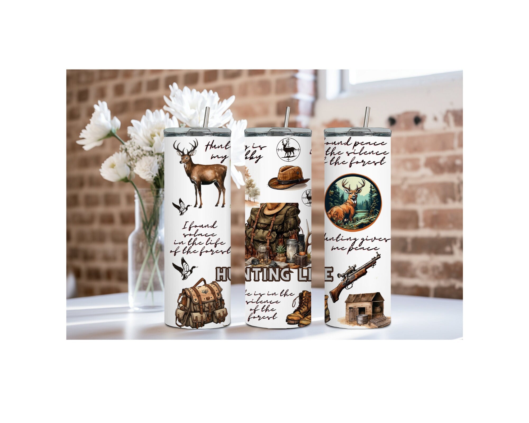 Wildlife, Hunting/ Fishing Stainless Steel Tumblers and Mugs Multiple Sizes and Images Available.