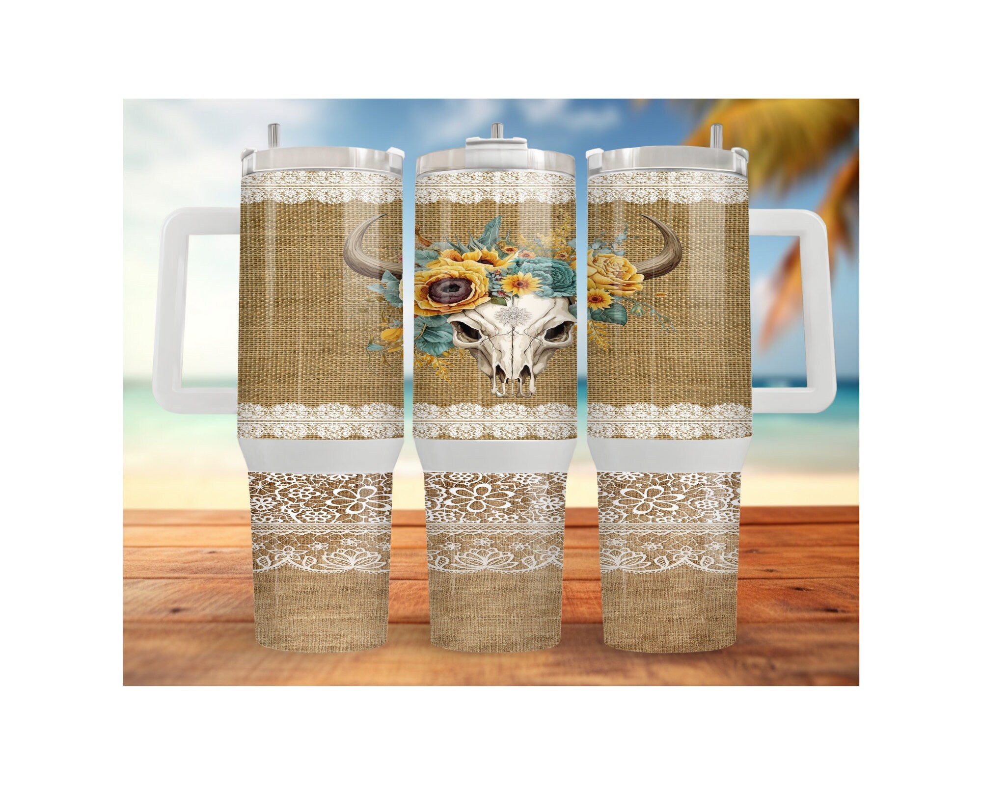 Western Boho cow Skull Stainless Steel Tumblers and mugs Multiple Sizes and Images Available