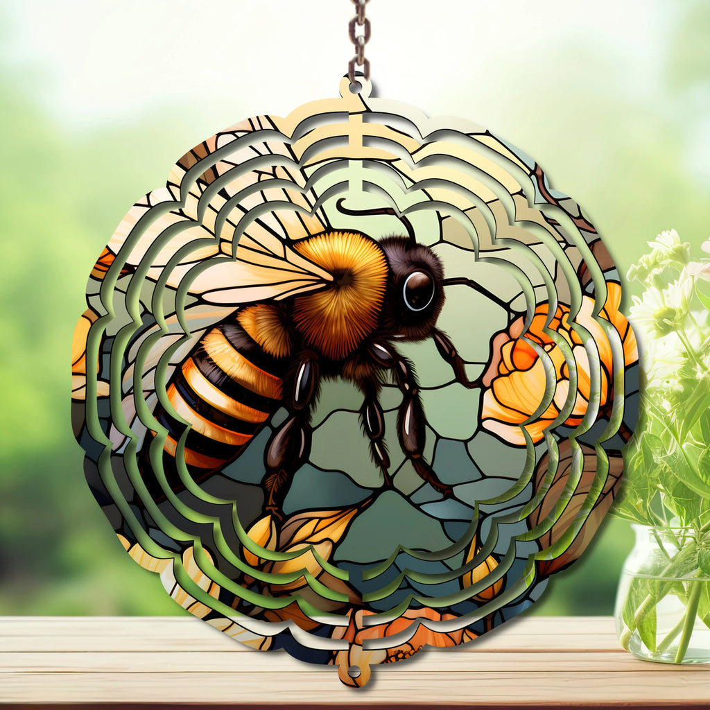 Honeybee Aluminum Metal Wind Spinner, Let your yard buzz with sunshine! Multiple images available.
