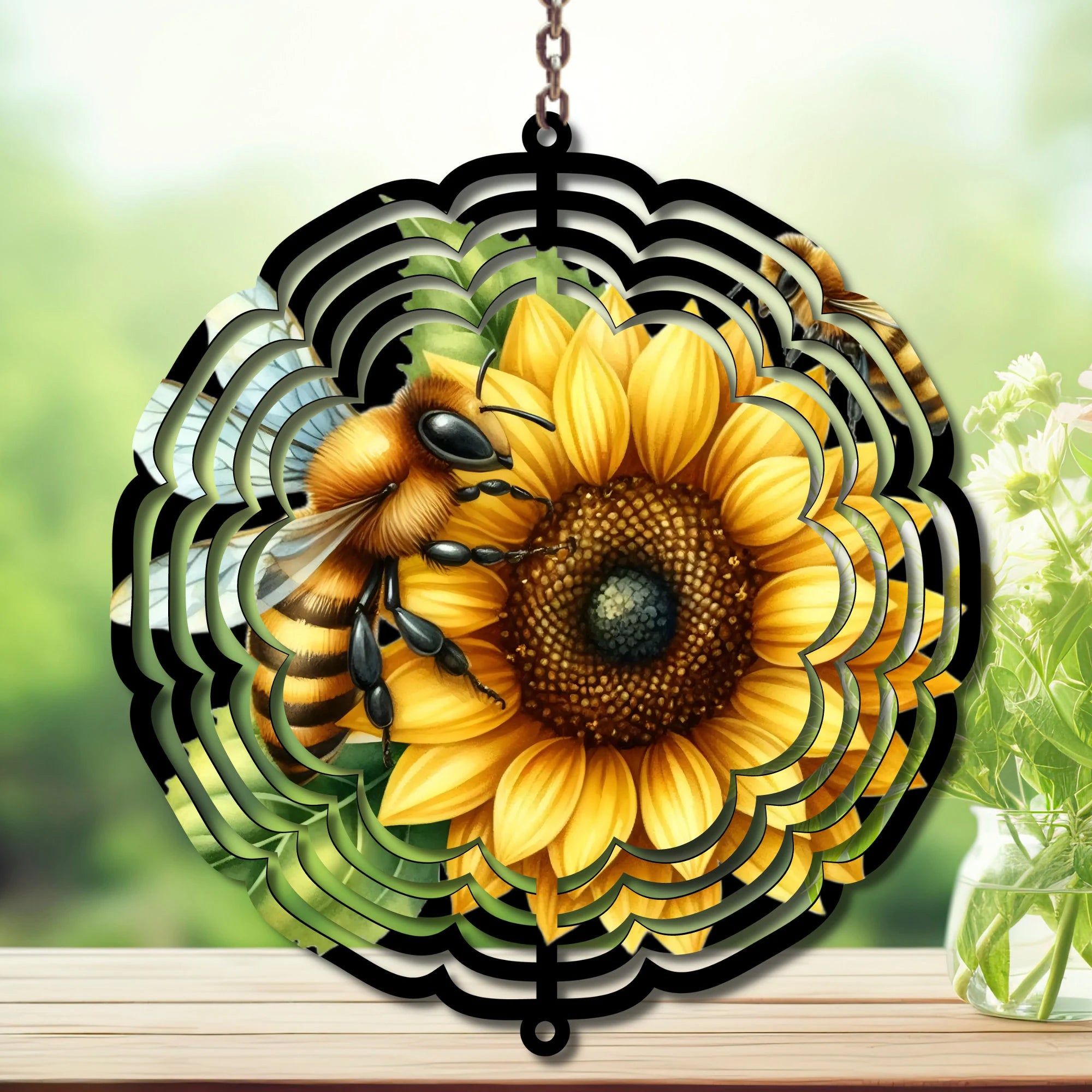 Honeybee Aluminum Metal Wind Spinner, Let your yard buzz with sunshine! Multiple images available.