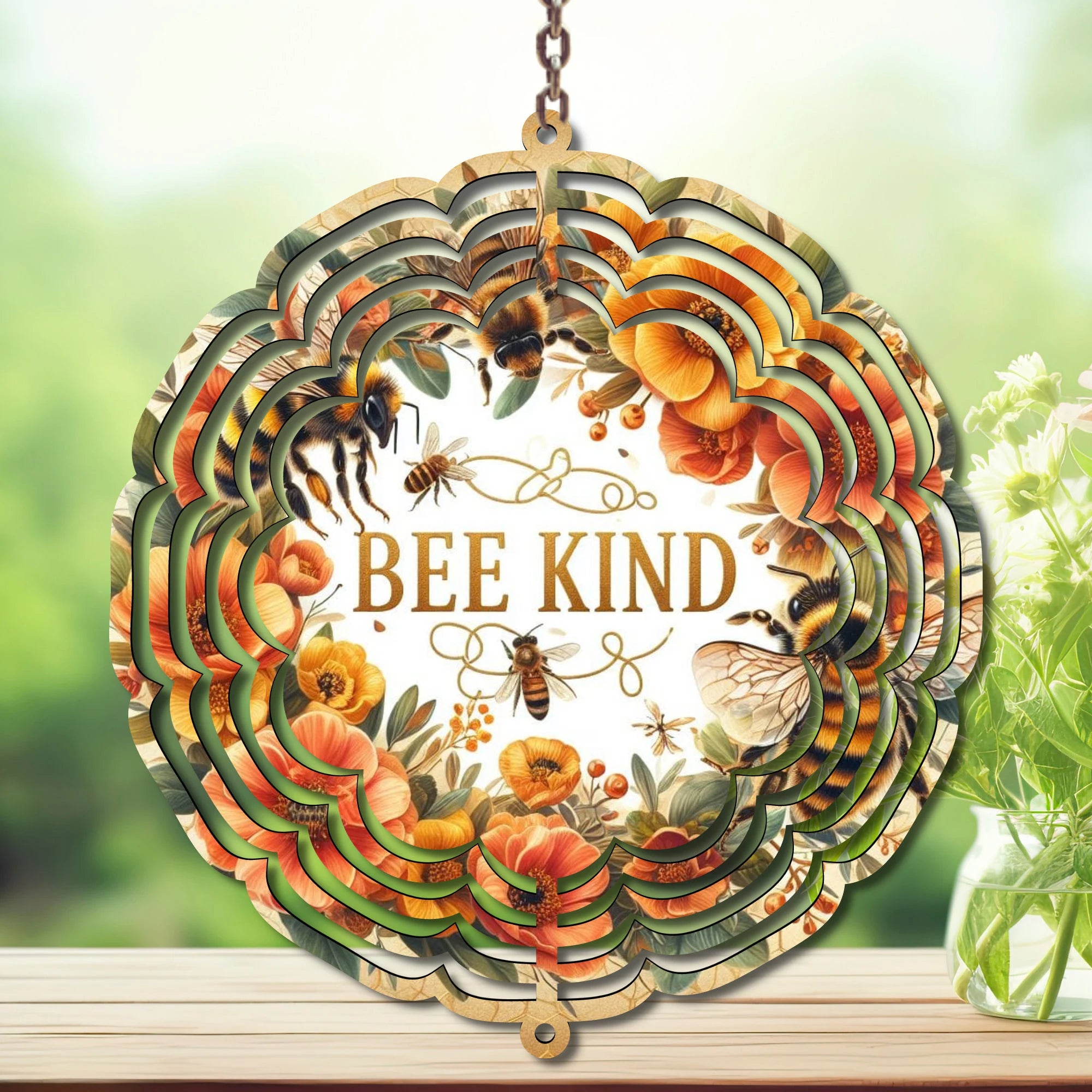 Honeybee Aluminum Metal Wind Spinner, Let your yard buzz with sunshine! Multiple images available.