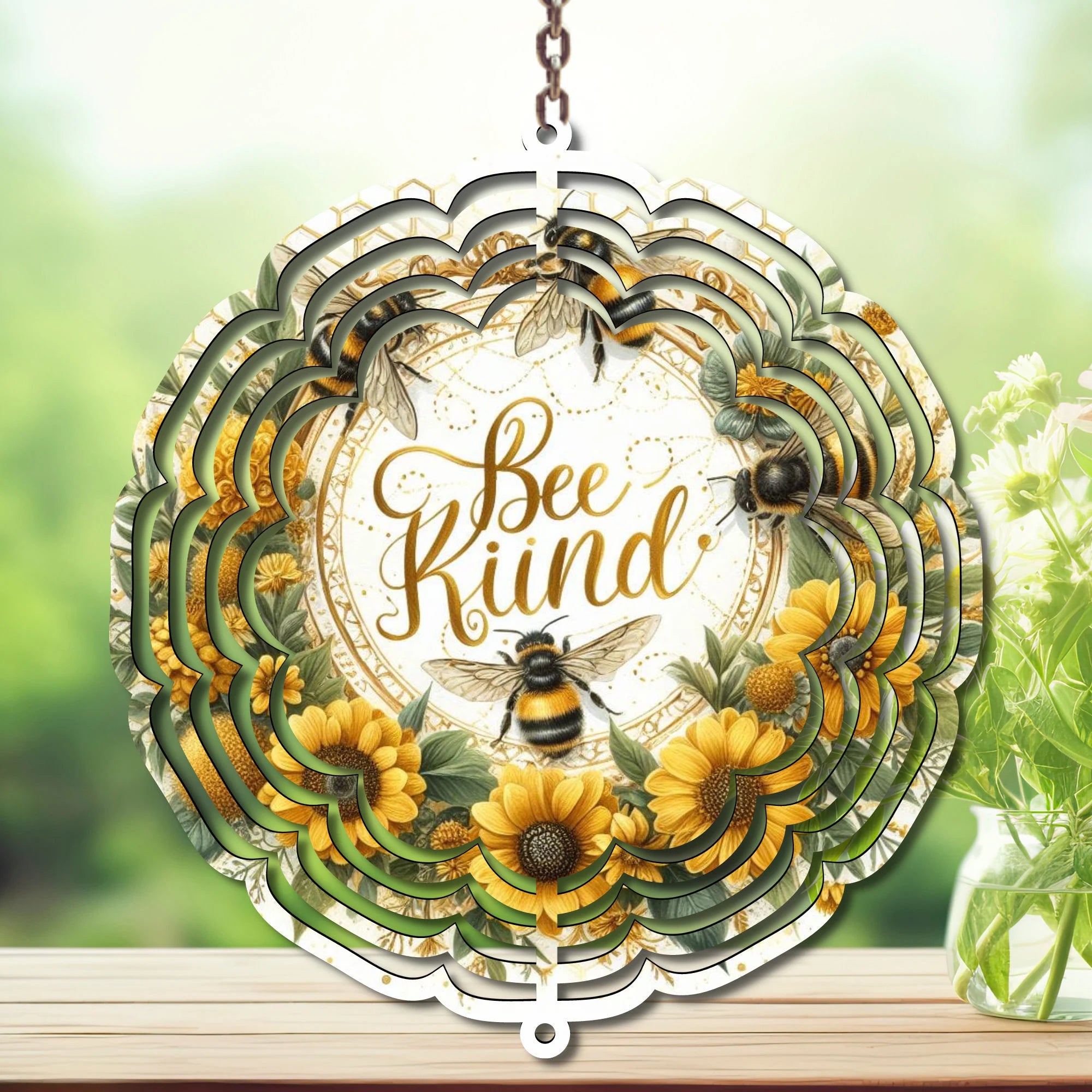 Honeybee Aluminum Metal Wind Spinner, Let your yard buzz with sunshine! Multiple images available.
