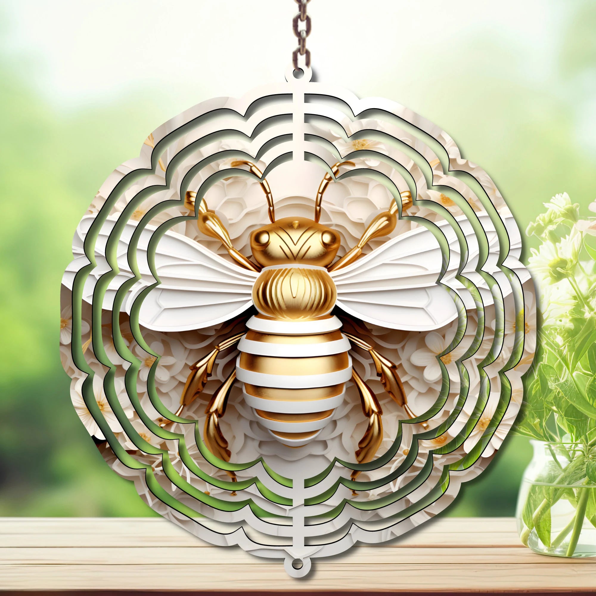 Honeybee Aluminum Metal Wind Spinner, Let your yard buzz with sunshine! Multiple images available.