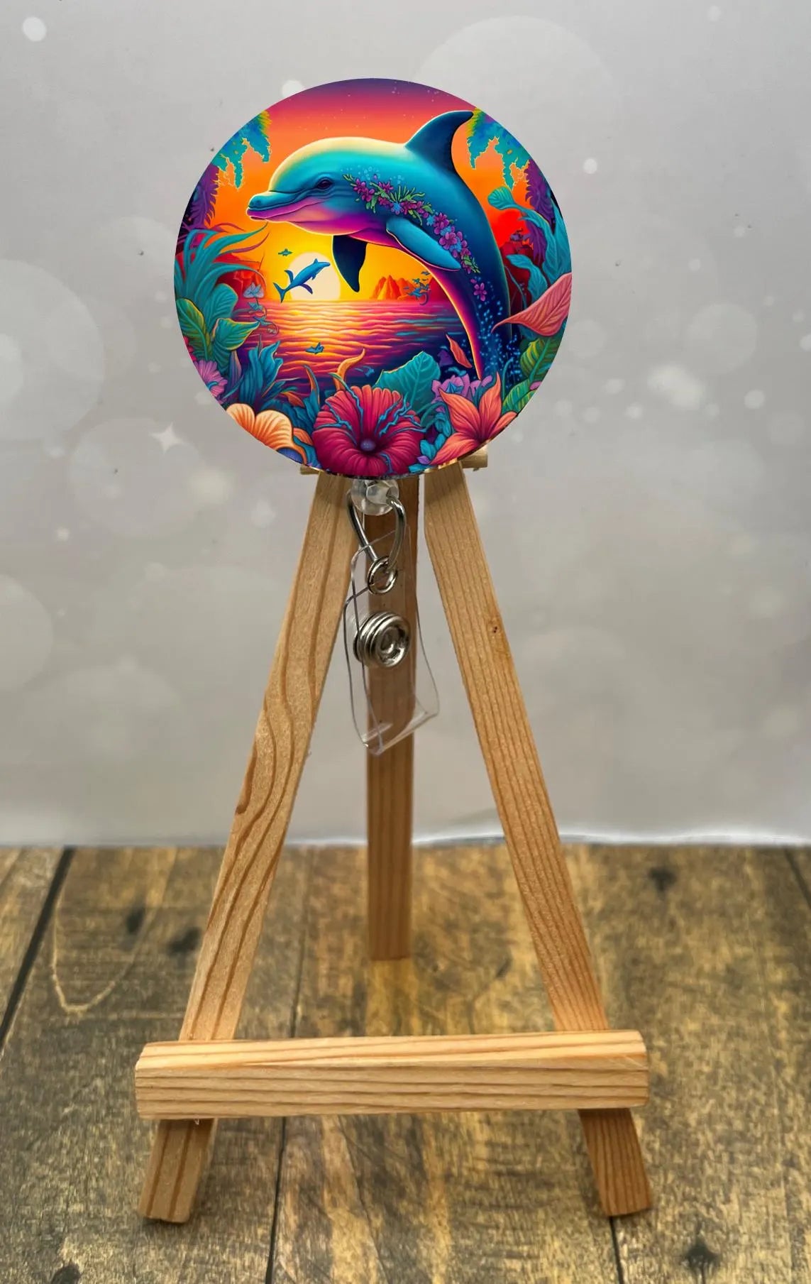 Dolphin badge pulls. Cute, coastal, and ready for every shift. Multiple Images available. Add beads or shimmer glitter options.