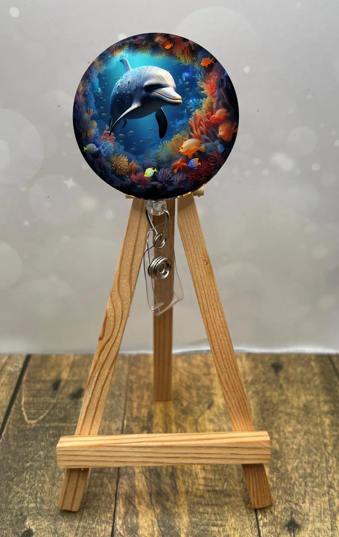 Dolphin badge pulls. Cute, coastal, and ready for every shift. Multiple Images available. Add beads or shimmer glitter options.